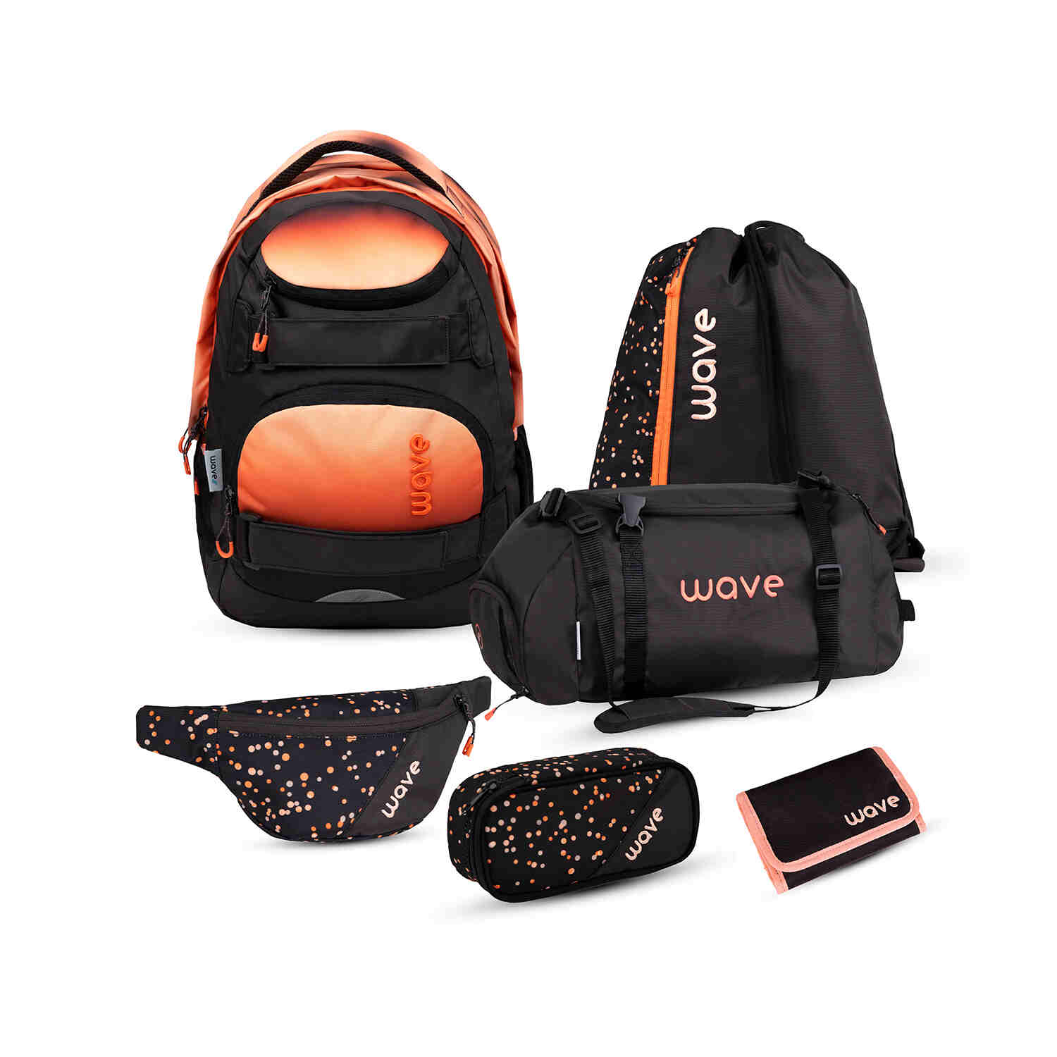 Wave Infinity Move Gradient Blooms backpack Set 5 Pcs
