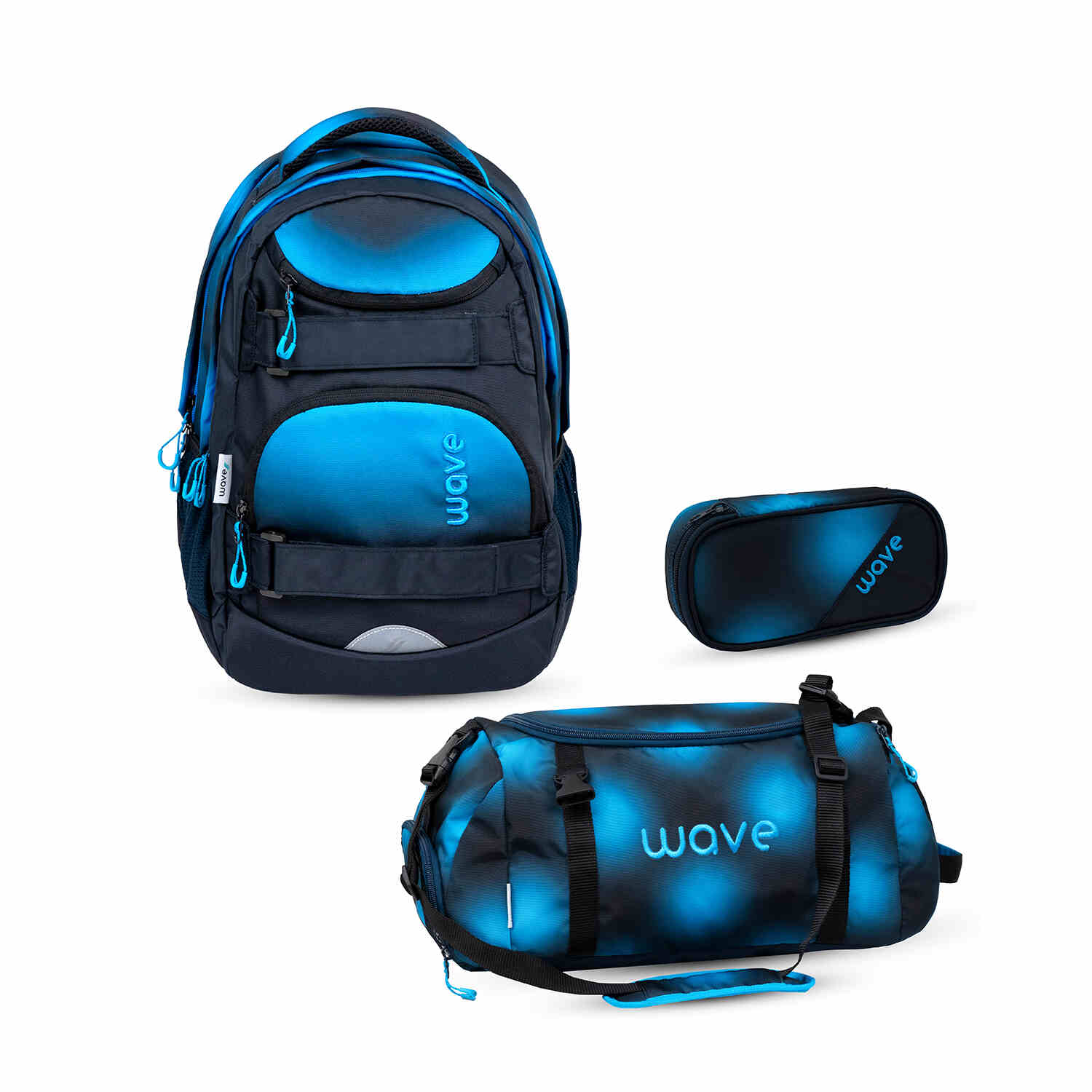 Wave Infinity Move Gradient Hazy Blue backpack set 3 Pcs