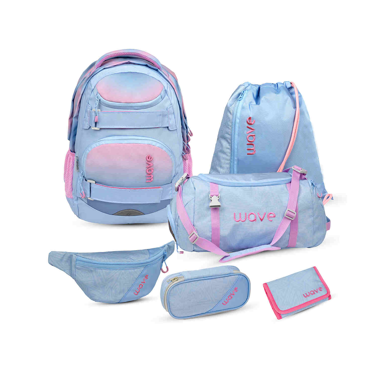 Wave Infinity Move Gradient Lavender backpack Set 5 Pcs
