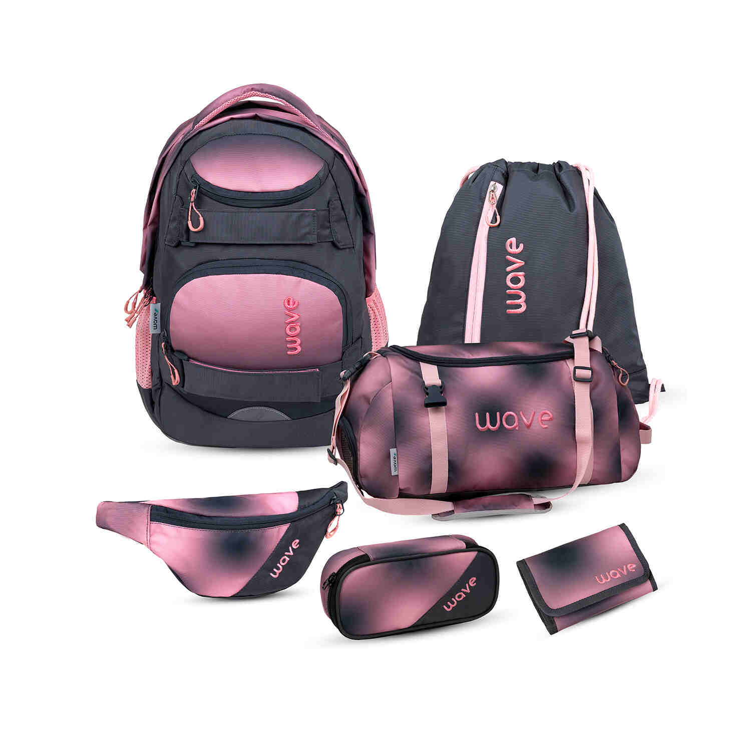 Wave Infinity Move Gradient Pinky backpack Set 5 Pcs