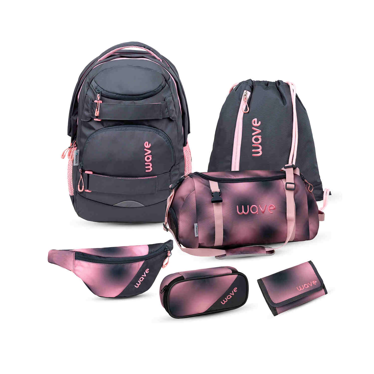 Wave Infinity Move Pinky backpack Set 5 Pcs