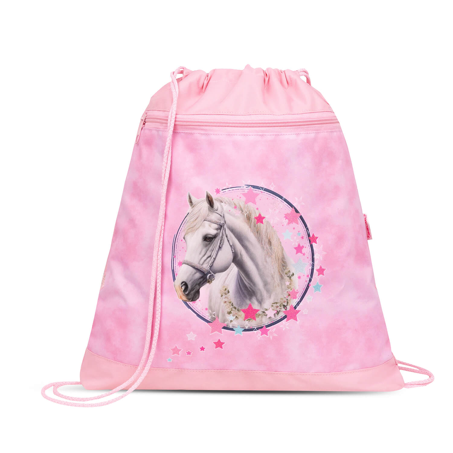 The charming design aspect of the Belmil Ergonomic School Bag Set for Girls “Amazing Horse” Design + Unicorn Raincoat – 4-Piece Back-to-School Bundle appealing to young horse lovers.