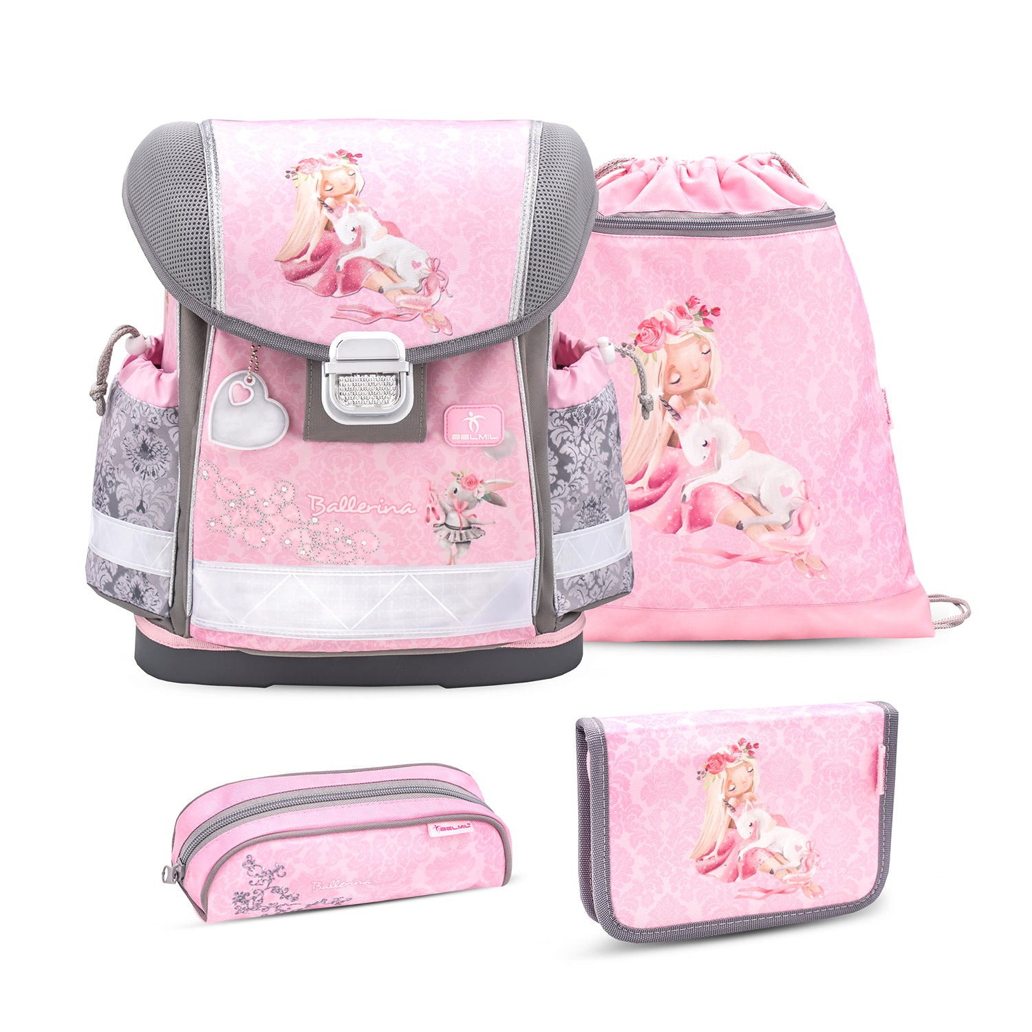 Ergonomic School Bag Set for Girls – Belmil Classy Ballerina featuring a lightweight design and padded straps for comfort.