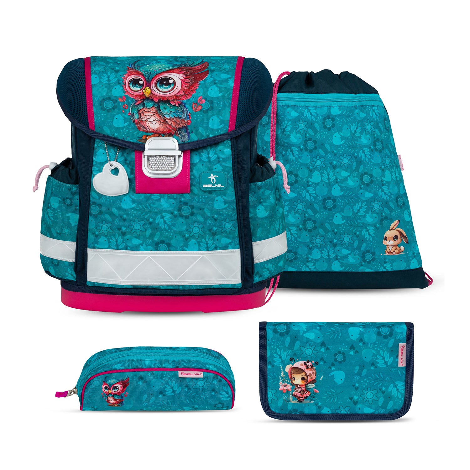 Classy Cute Owl Schulranzen Set 4 tlg.