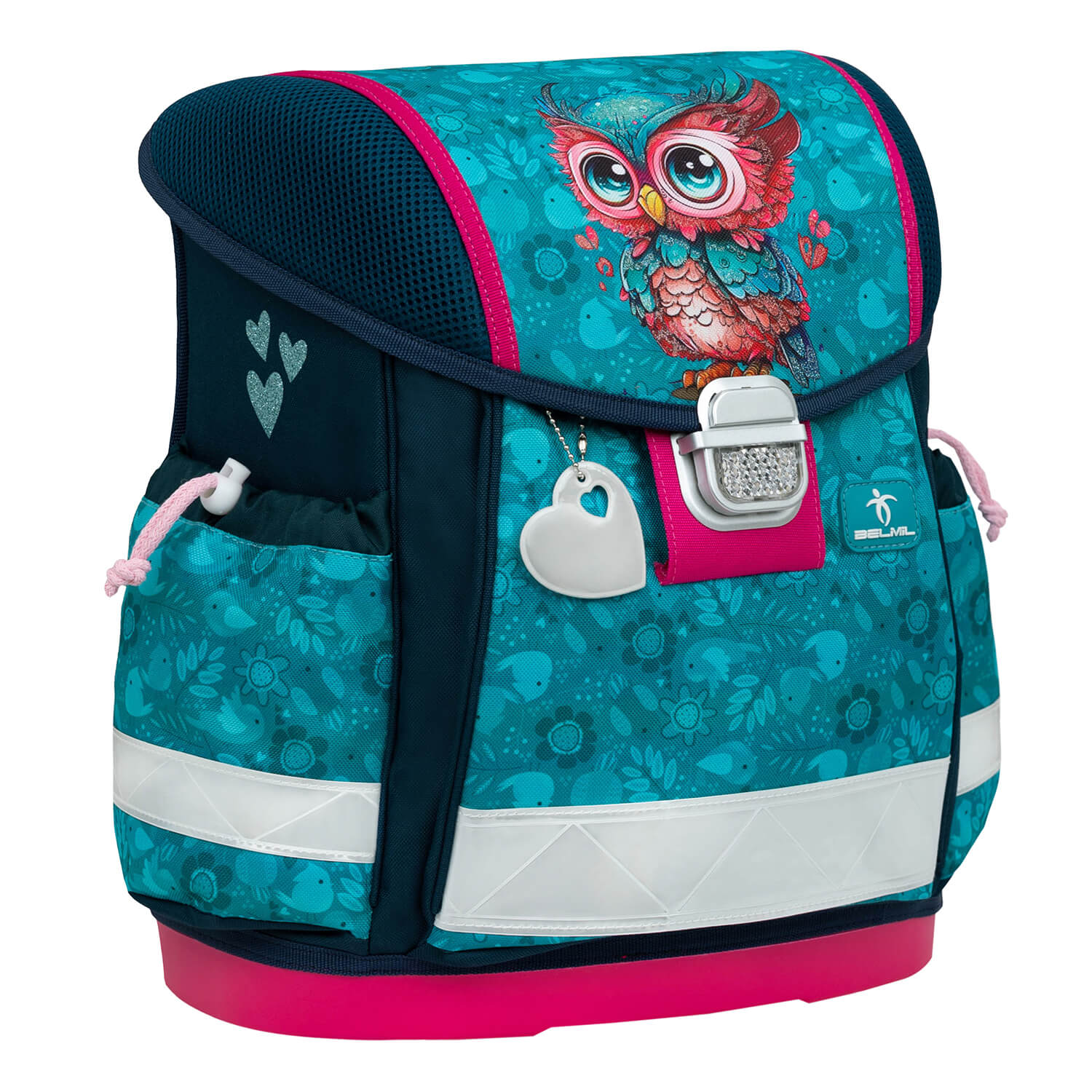 Ergonomic School Bag Set for Girls – Belmil Classy Cute Owl (4 pcs) includes a colorful owl design, perfect for young students.