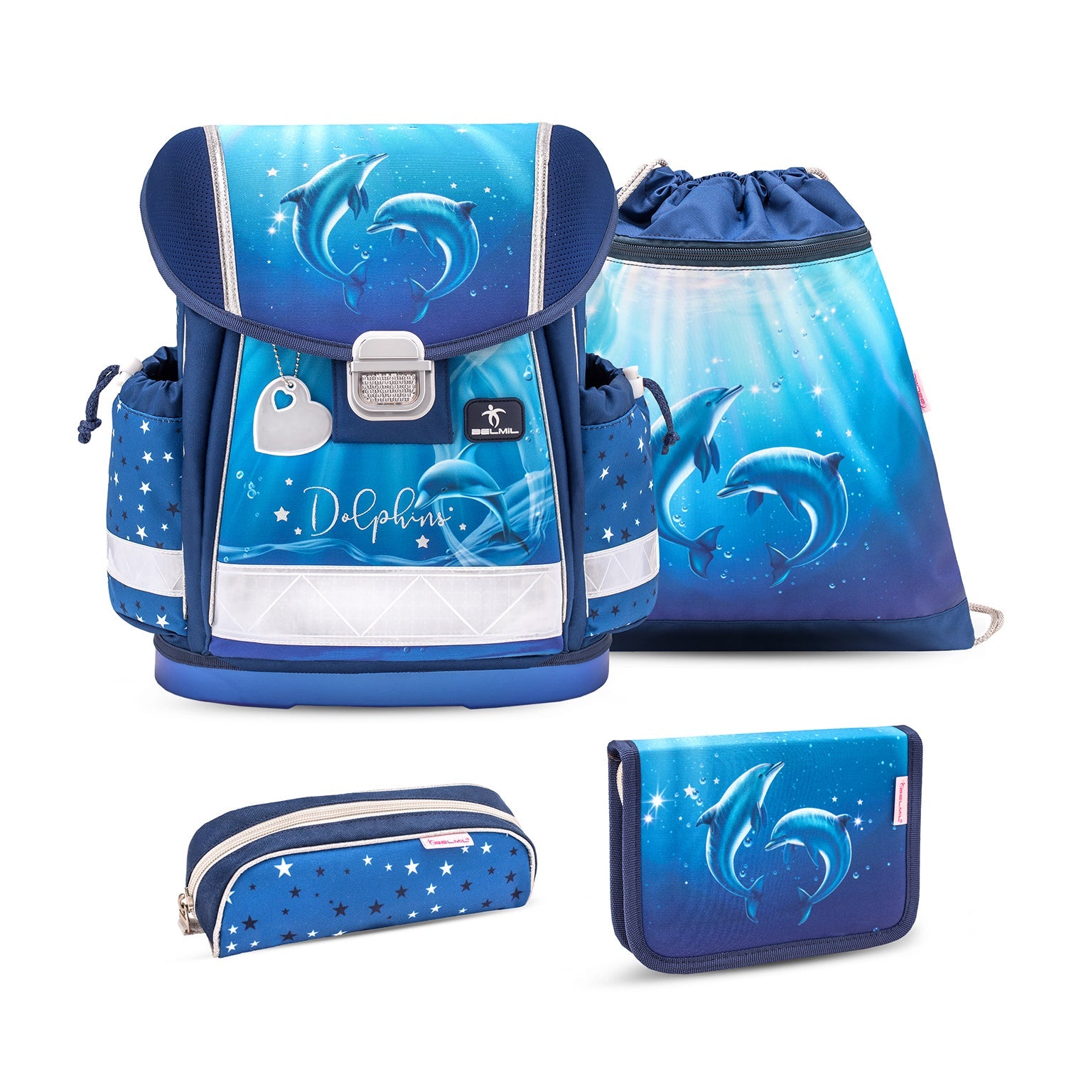 Classy Dolphins Schulranzen Set 4 tlg.