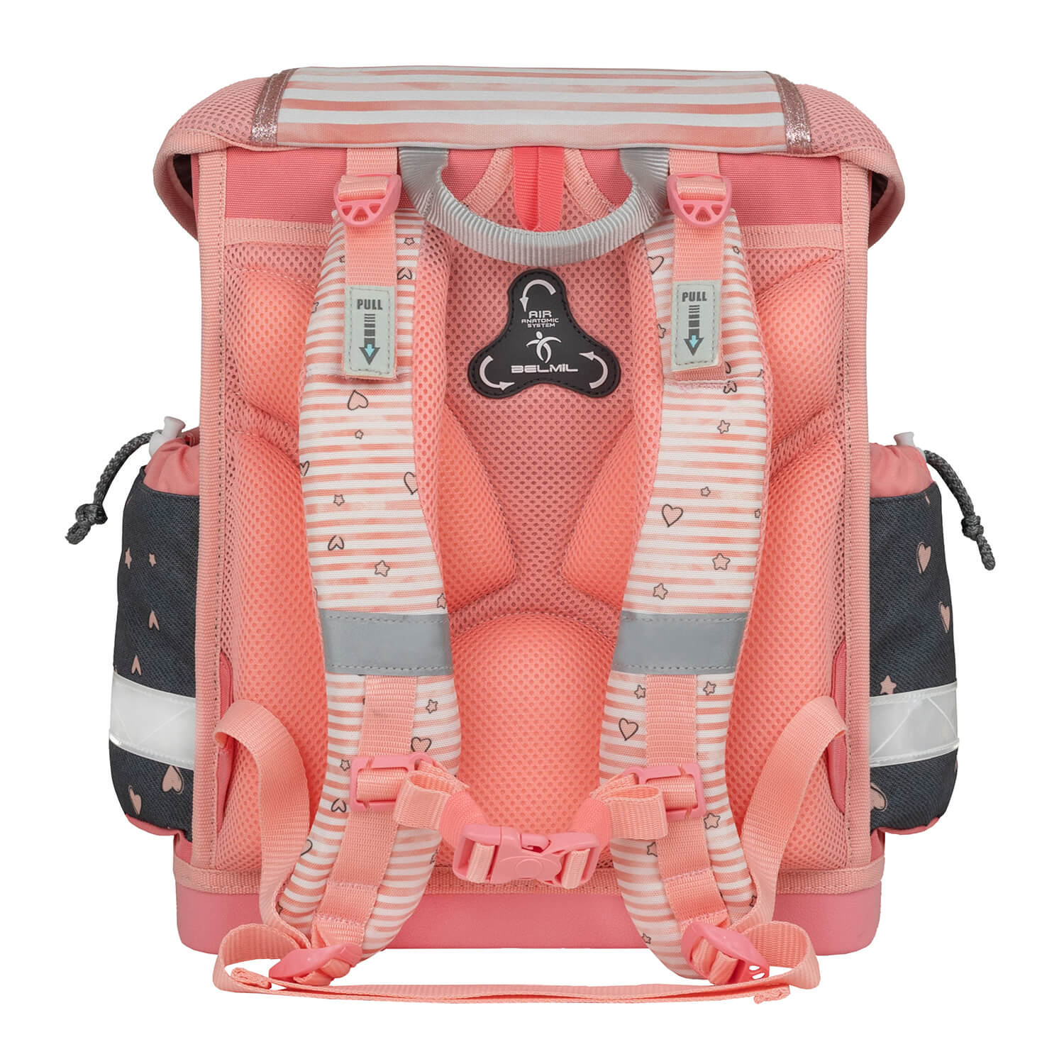 Side view of the Ergonomic School Bag Set for Girls – Belmil Classy Little Bunnies (4 pcs) demonstrating its ergonomic structure and light weight.