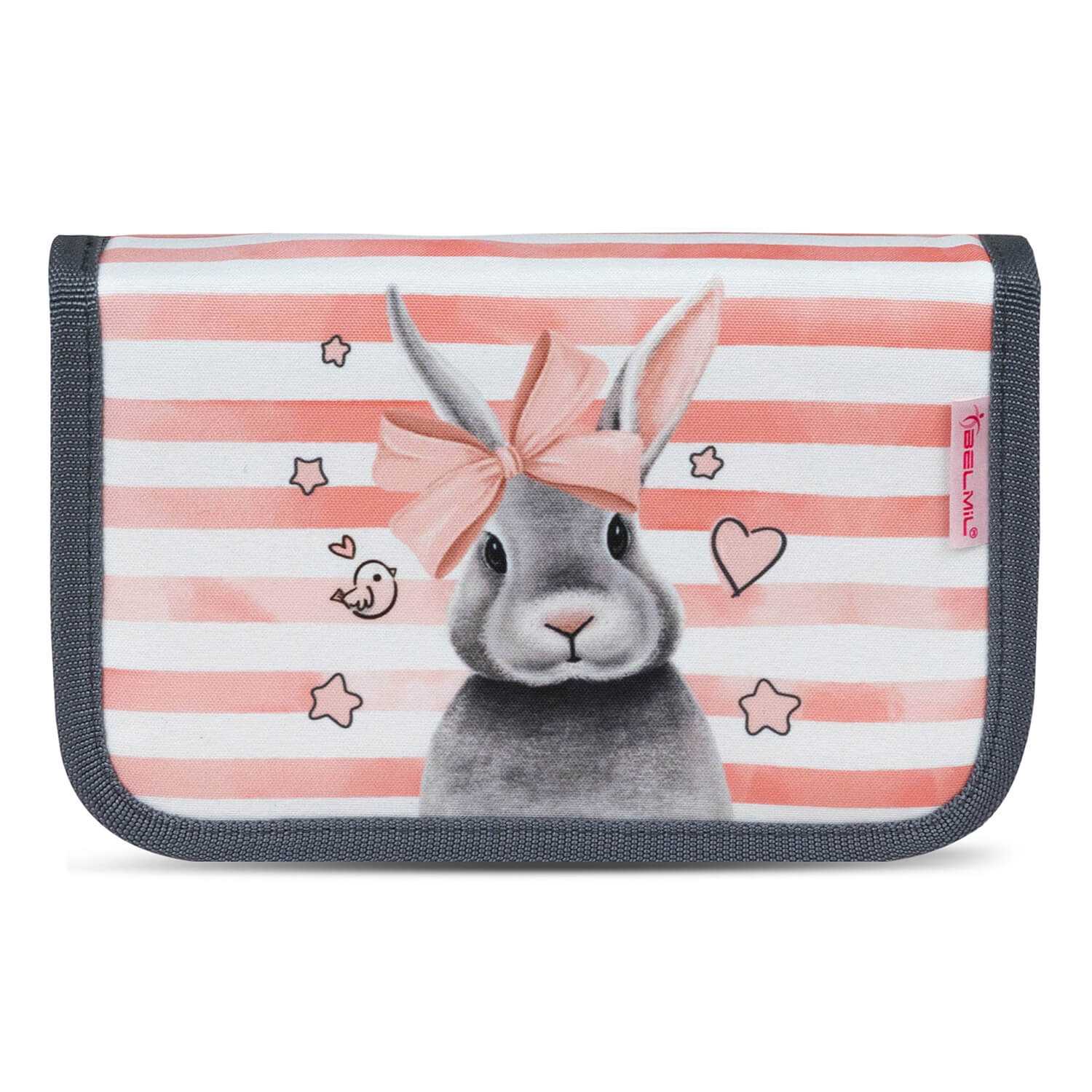 The complete 4-piece Ergonomic School Bag Set for Girls – Belmil Classy Little Bunnies, showcasing all items organized and ready for school.