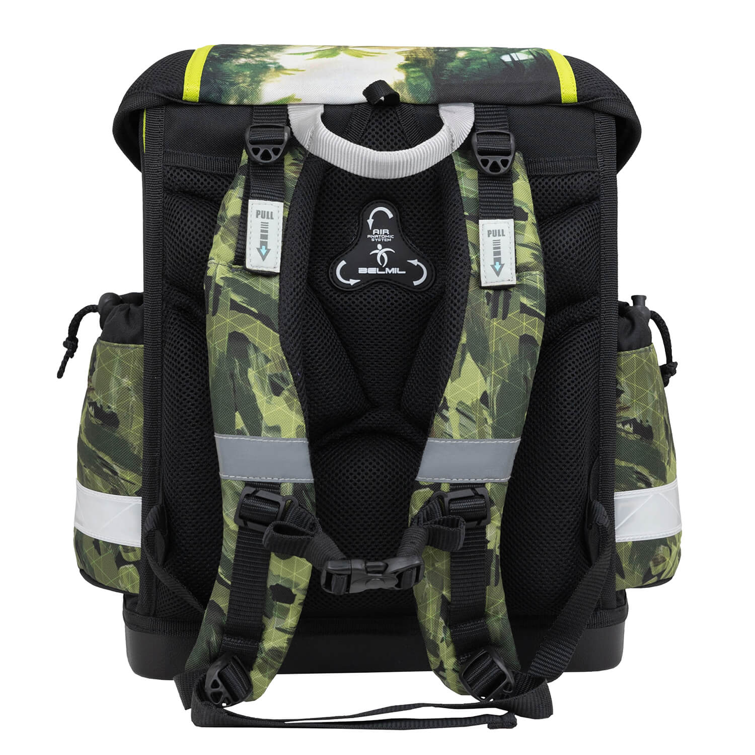 Complete 4-piece Ergonomic School Bag Set for Boys– Belmil Classy Lost World including gym bag and pencil cases.