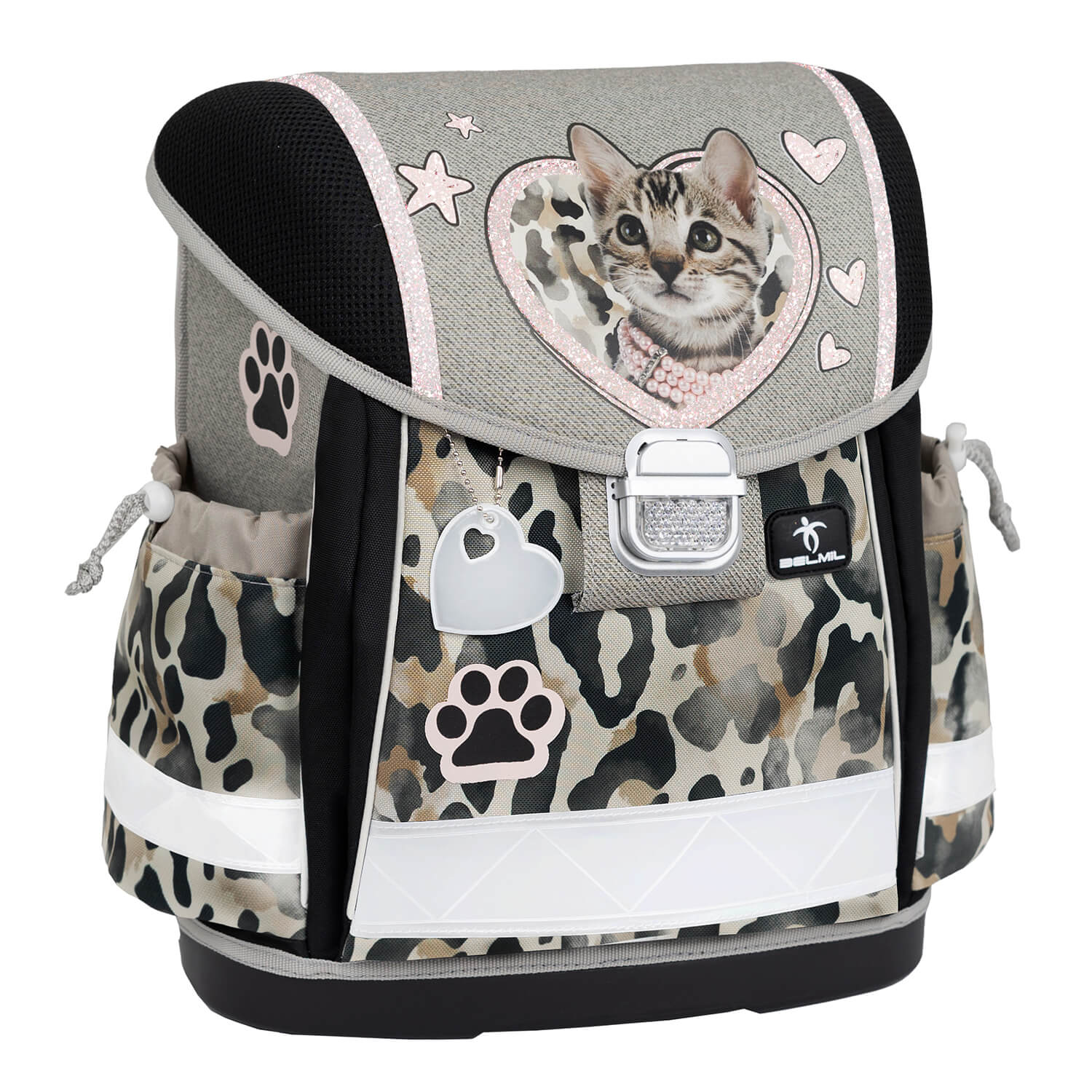 The spacious box pencil case included in the Ergonomic School Bag Set for Girls – Belmil Classy Wild Cat (4 pcs), designed to keep school supplies tidy.