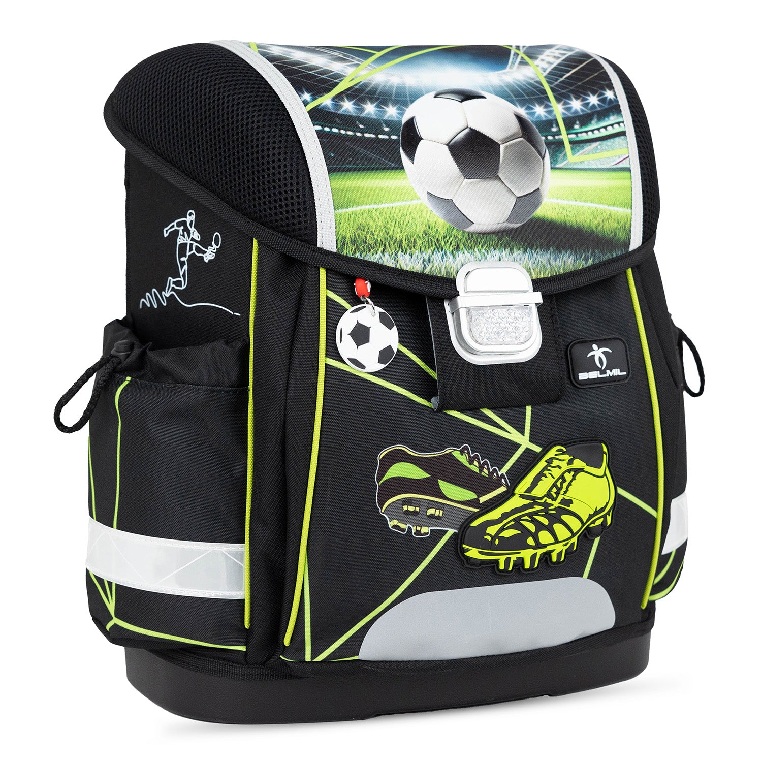 The back view of the Ergonomic School Bag Set for Boys– Belmil Classy Champion's Kick (4 pcs) showing padded shoulder straps.