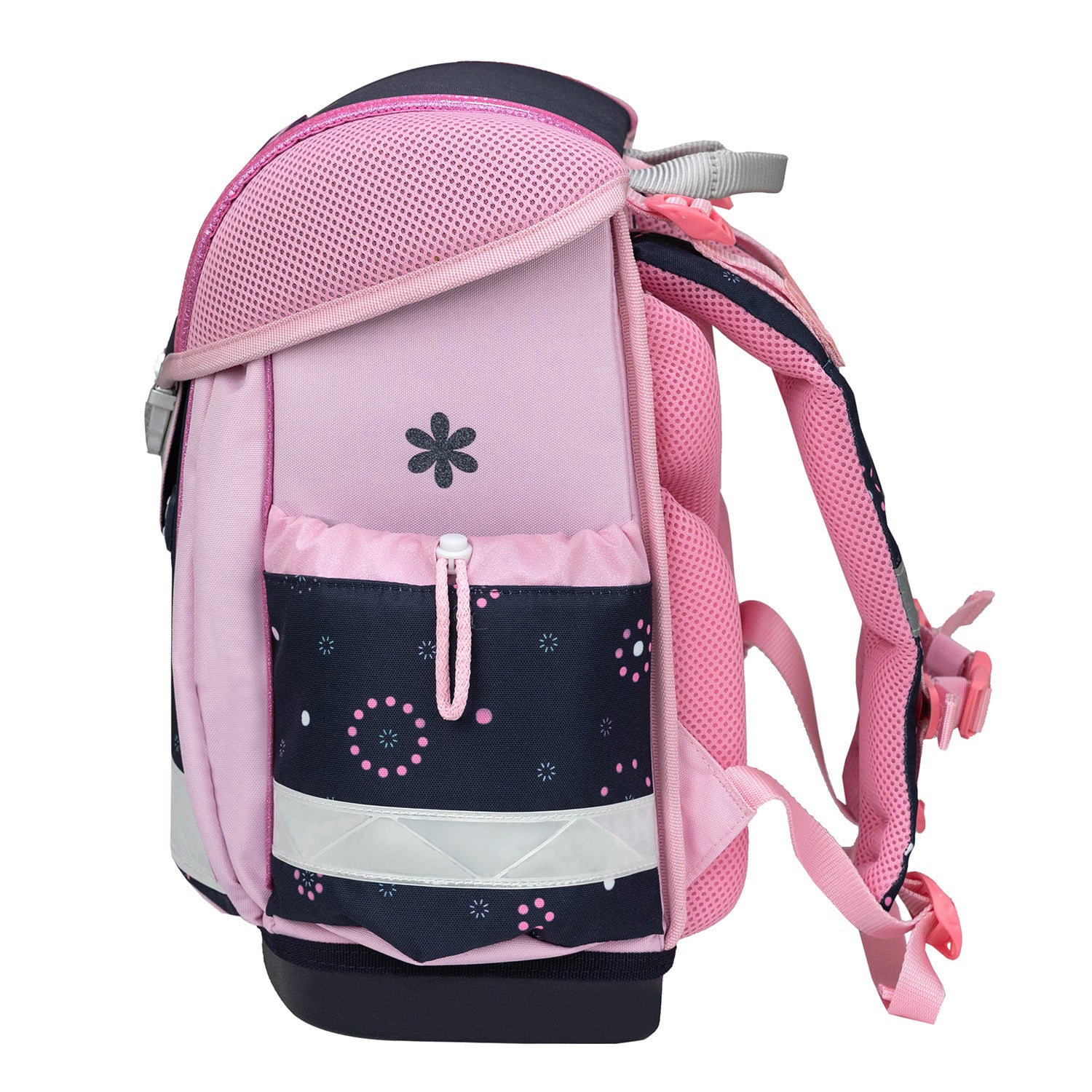 The included drawstring gym bag from the Ergonomic School Bag Set for Girls – Belmil Classy Midnight Butterfly (4 pcs) featuring a matching butterfly design.
