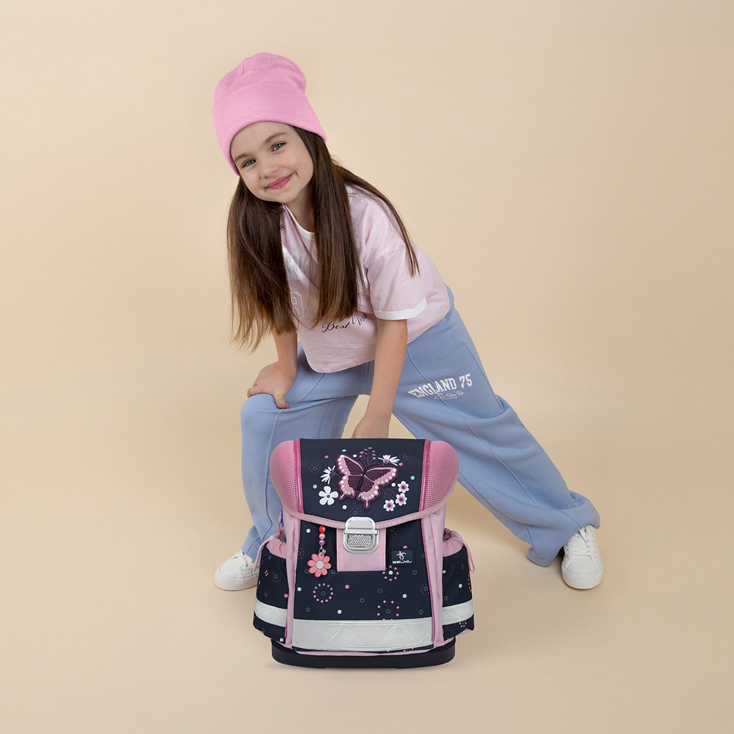 Ergonomic School Bag Set for Girls – Belmil Classy Midnight Butterfly (4 pcs)