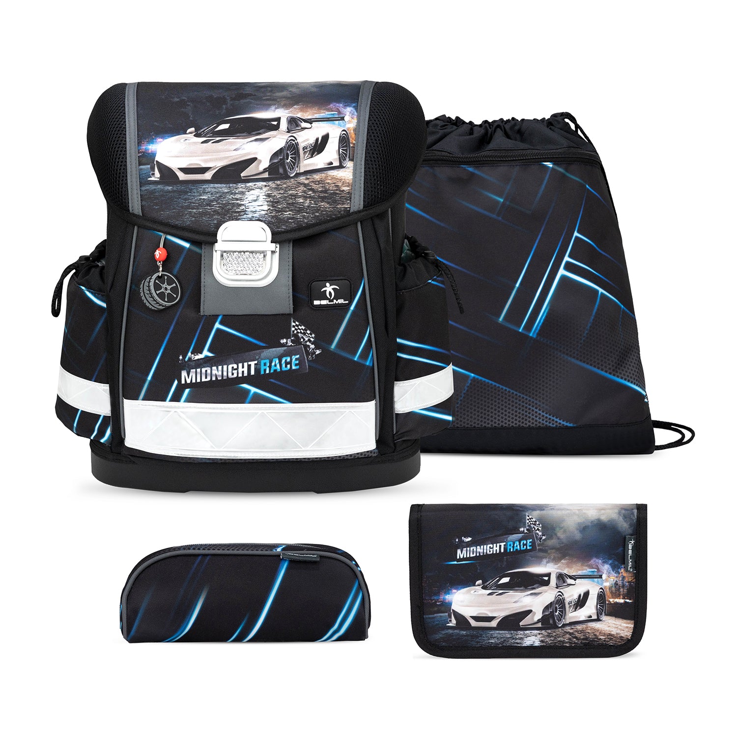 Ergonomic School Bag Set for Boys– Belmil Classy Midnight Turbo (4 pcs)