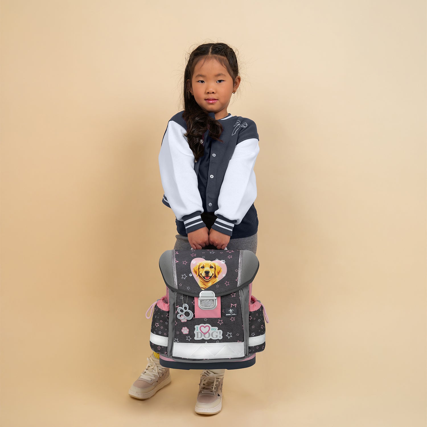 Ergonomisches Schulranzen-Set für Mädchen – Belmil Classy Starry Paws (4-tlg.)