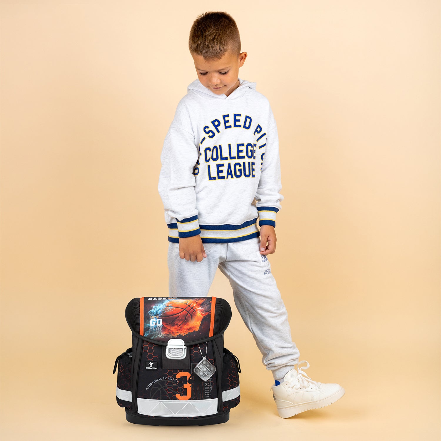 Ergonomisches Schulranzen-Set für Jungen – Belmil Classy Basket Inferno (4-tlg.)