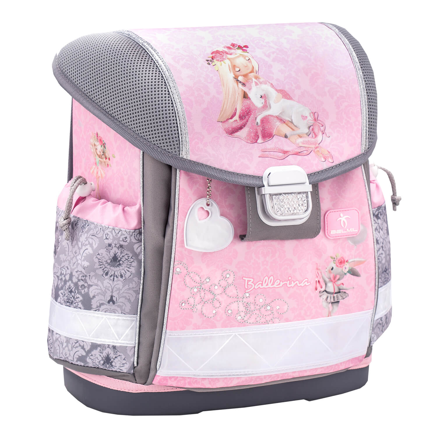 Spacious box pencil case from the Ergonomic School Bag Set for Girls – Belmil Classy Ballerina, perfect for school supplies.
