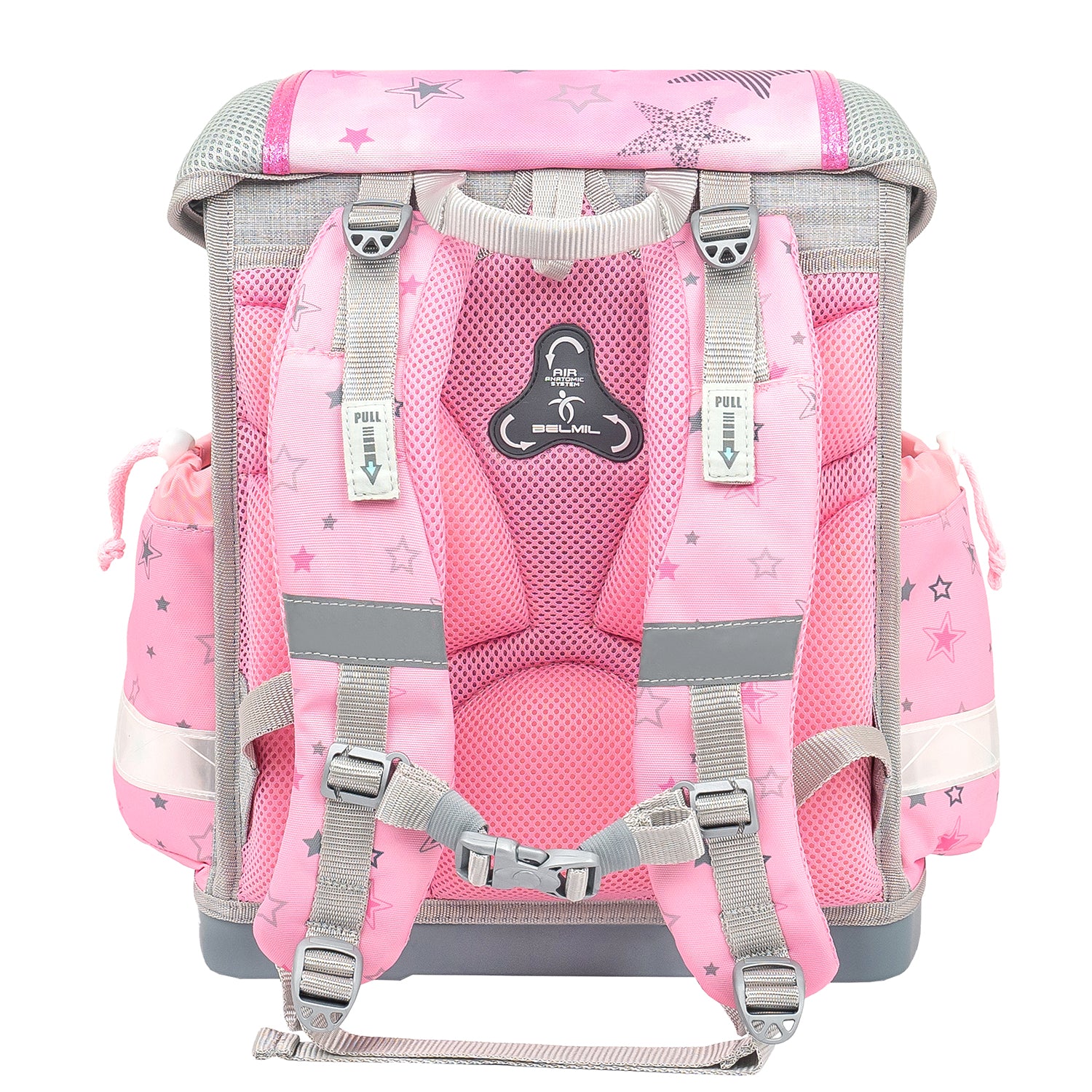 Reflective safety elements on the Belmil Classy Ergonomic School Bag Set for Girls “Ballet Light Pink” Design + Unicorn Raincoat – 5-Piece Back-to-School Bundle for added visibility.