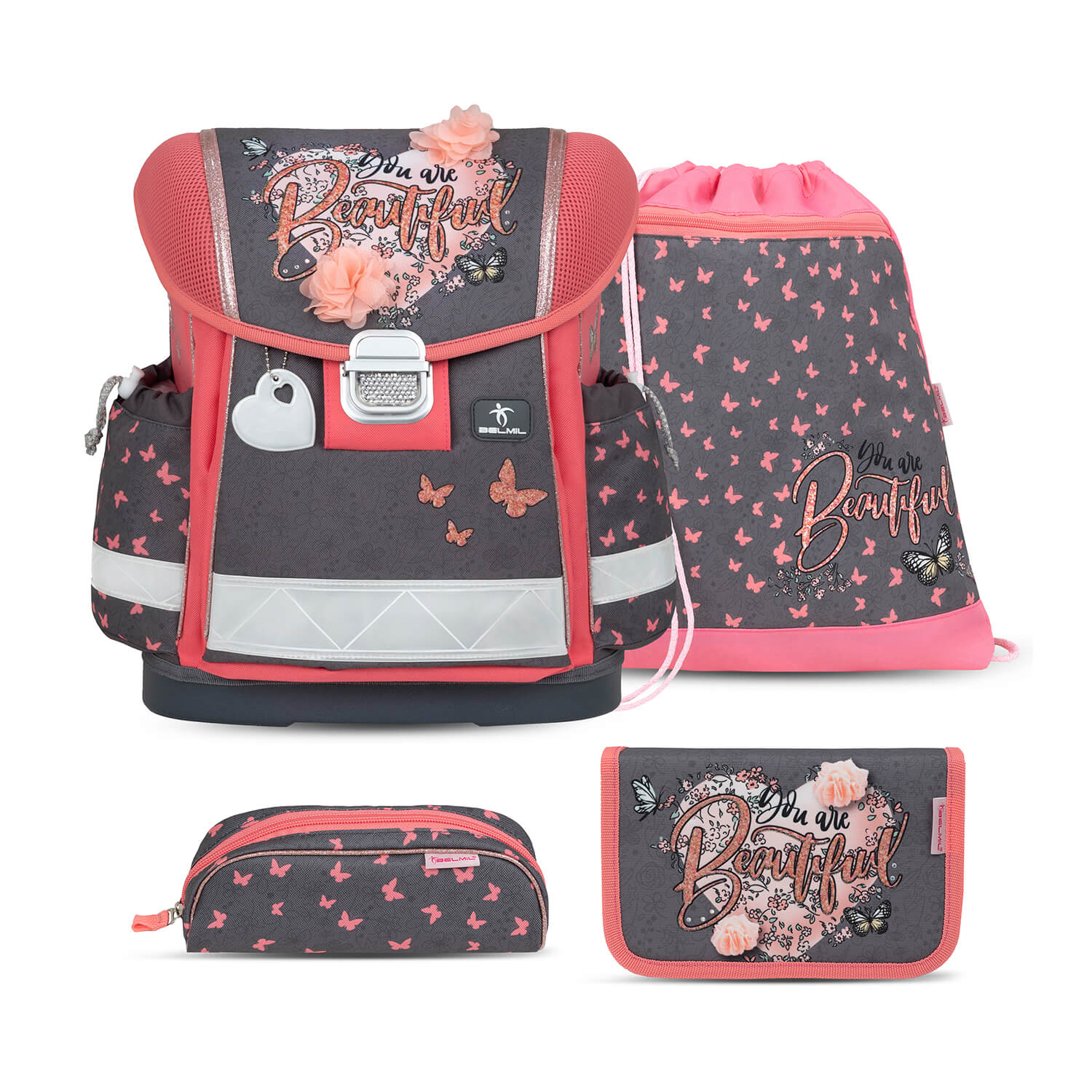 Classy Bloomy Blossom Schulranzen Set 4 tlg.