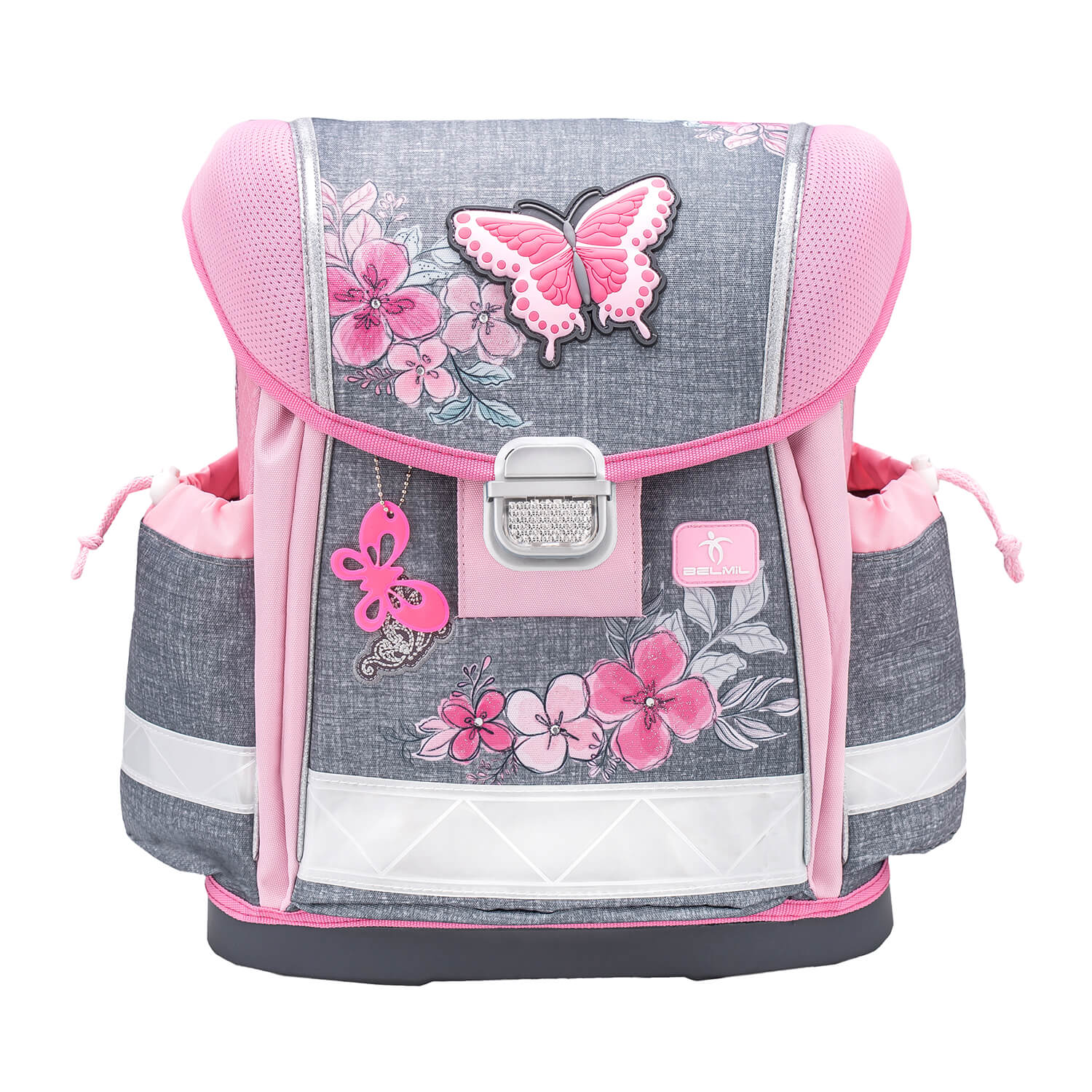 The Ergonomic School Bag Set for Girls – Belmil Classy Elegant (5 pcs) displayed with a breathable back padding for comfort.