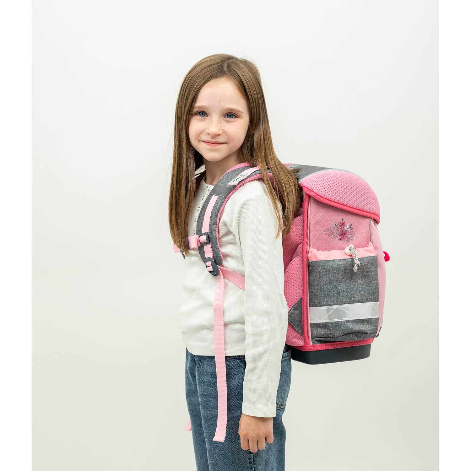 The Ergonomic School Bag Set for Girls – Belmil Classy Elegant (5 pcs) with removable and adjustable straps for a perfect fit.
