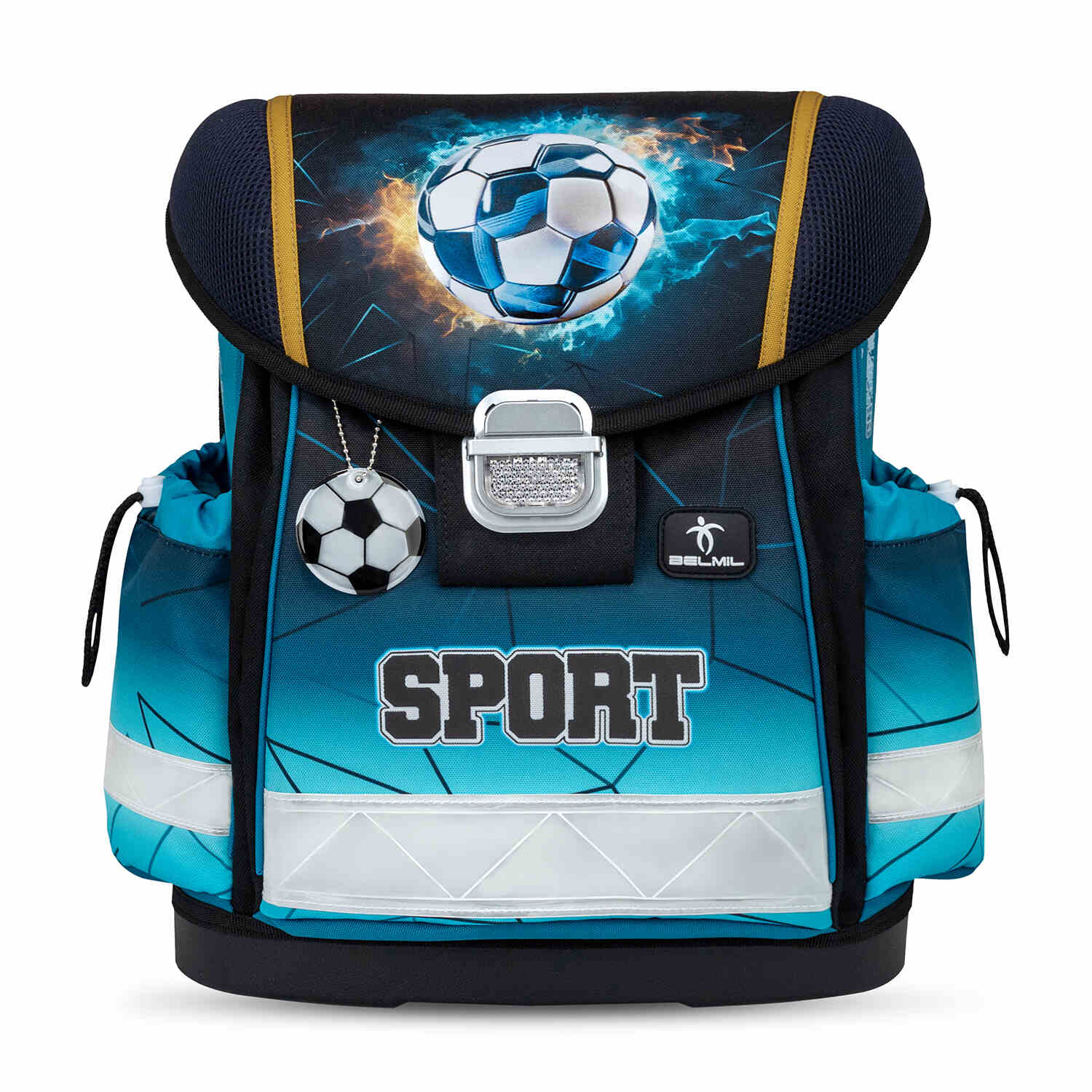Close-up of The Ergonomic School Bag Set for Boys – Belmil Classy Fire Football (5 pcs) highlighting the breathable padding.