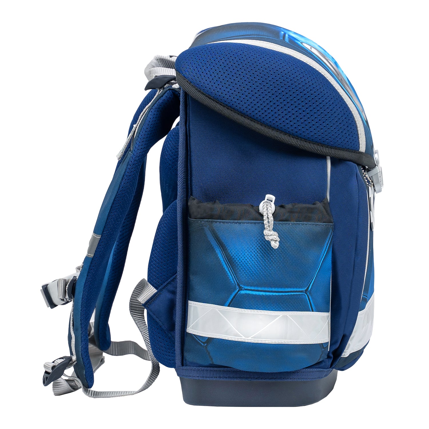 Children using the Belmil Classy Ergonomic School Bag Set for Boys “Football 4” Design + Dinosaur Raincoat – 5-Piece Back-to-School Bundle in an outdoor setting.