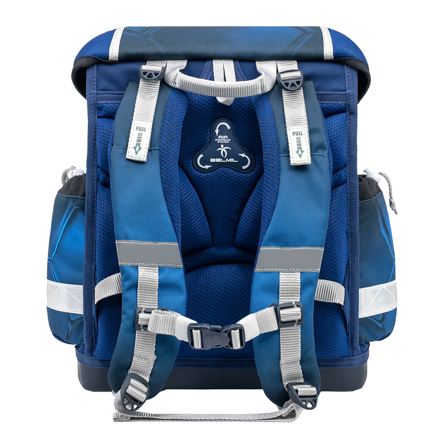 Ergonomic School Bag Set for Boys– Belmil Classy Football 4 (4 pcs) featuring easy-to-use metal buckle for safety.