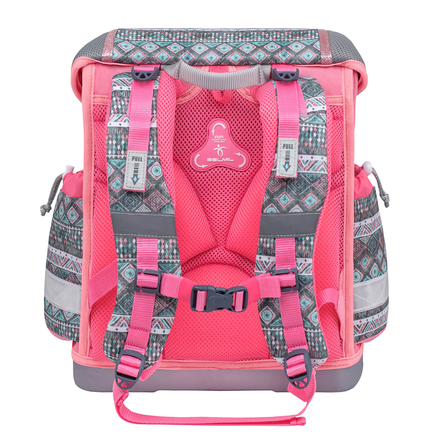 Belmil Ergonomic School Bag Set for Girls 'Horse Aruba Blue' Design + Unicorn Raincoat – 4-Piece Back-to-School Bundle with adjustable straps showcased.