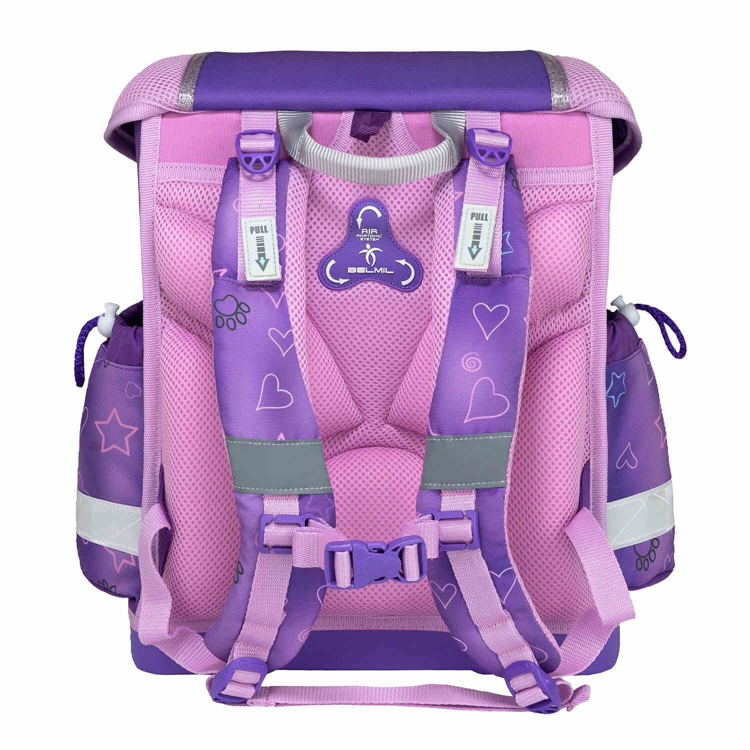 The Ergonomic School Bag Set for Girls – Belmil Classy Little Kittens (5 pcs) showcasing its spacious design with multiple compartments.