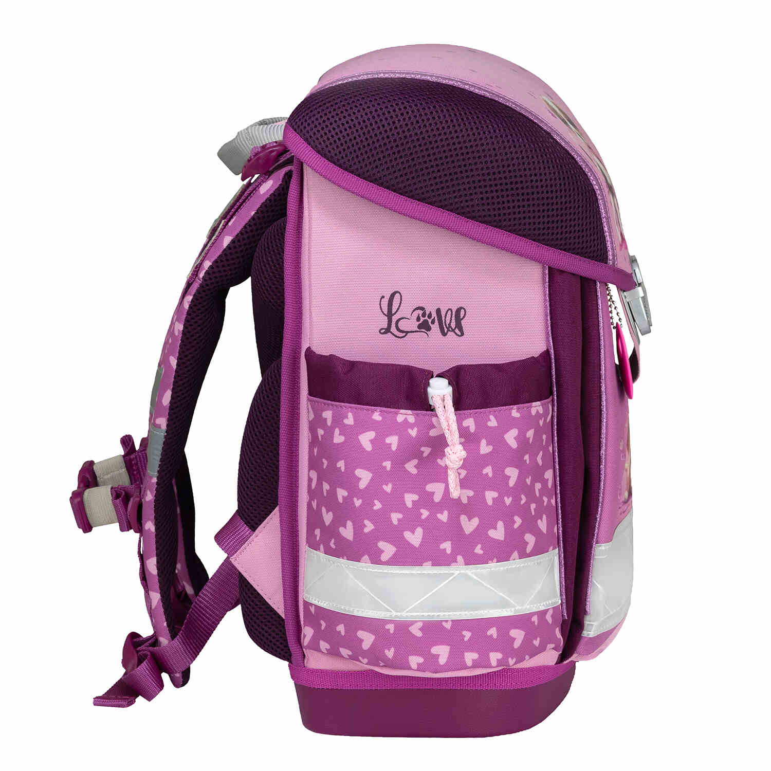 The Ergonomic School Bag Set for Girls – Belmil Classy Little Puppies (5 pcs) includes a colorful pencil pouch, perfect for keeping school essentials organized.