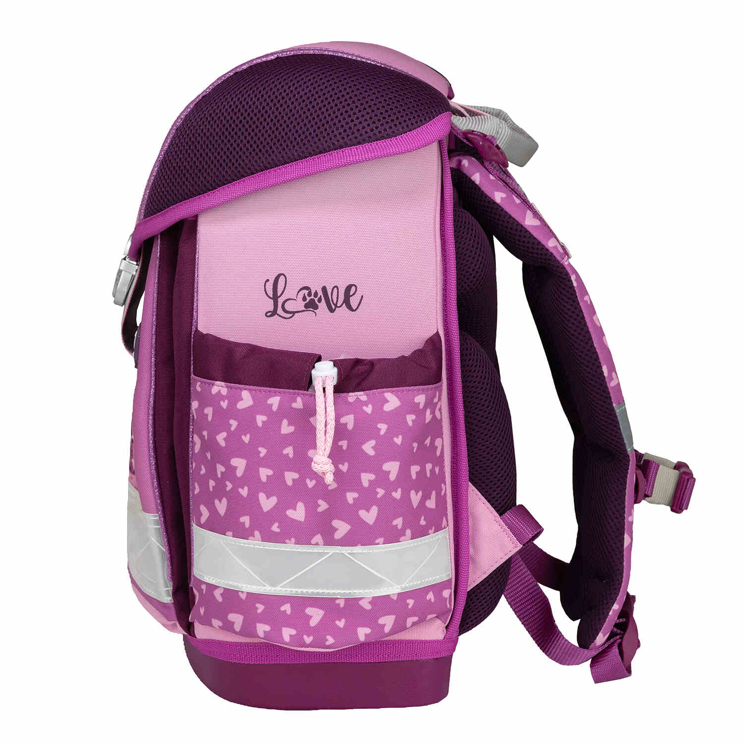 Display of The Ergonomic School Bag Set for Girls – Belmil Classy Little Puppies (5 pcs), emphasizing its lightweight design and adjustable straps.