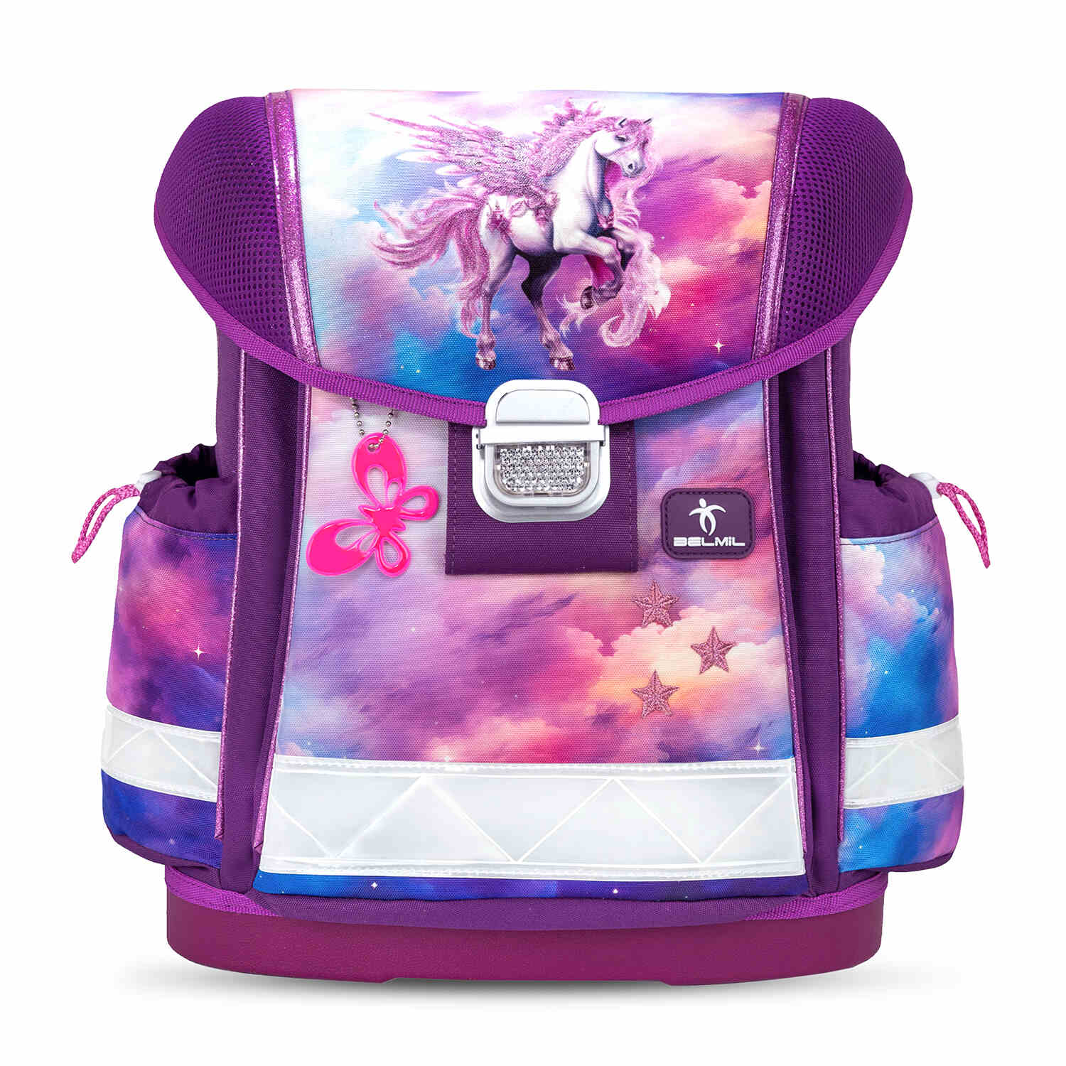 Rain cover of The Ergonomic School Bag Set for Girls – Belmil Classy Pegasus (5 pcs) ensuring all-weather protection.