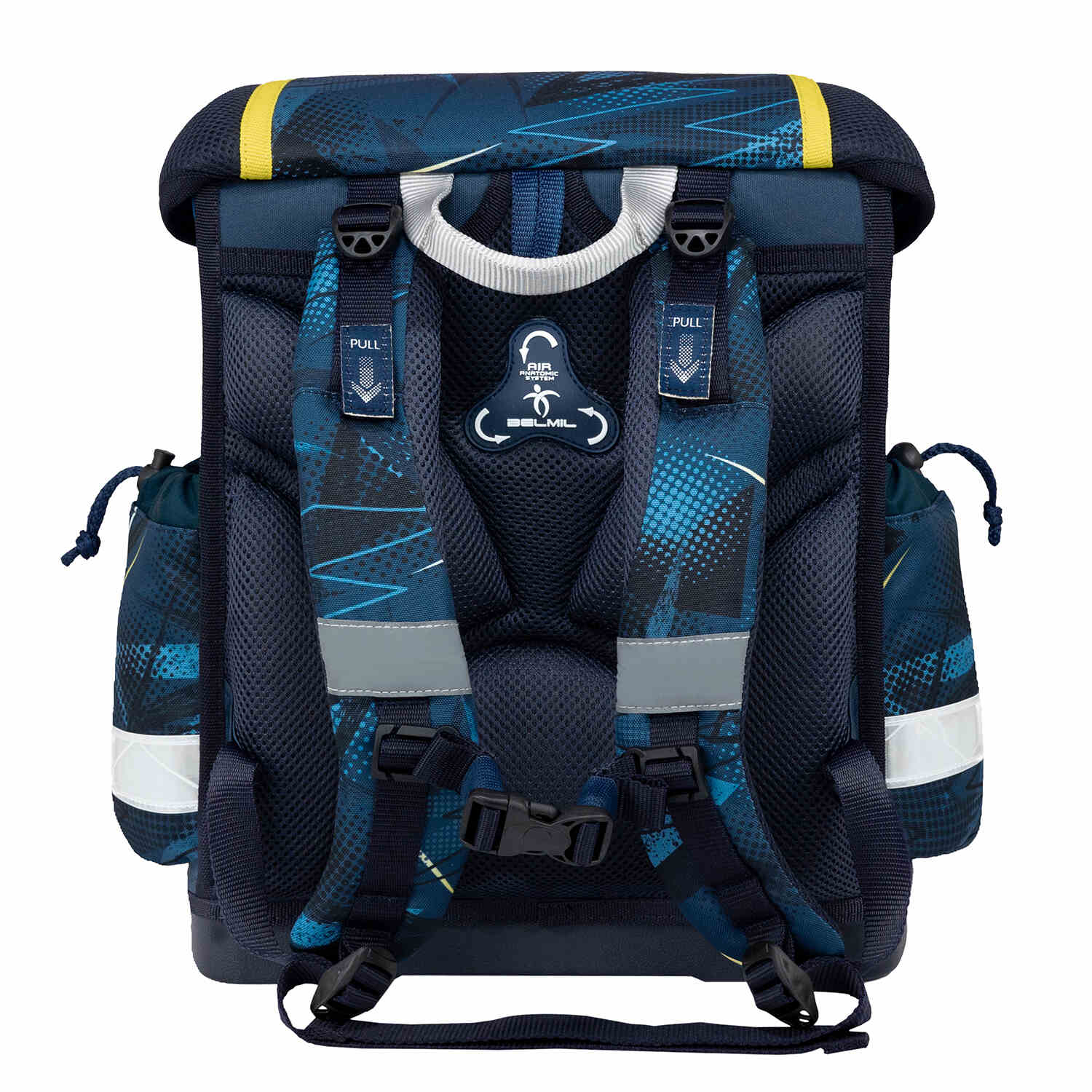 The Ergonomic School Bag Set for Boys – Belmil Classy Police (5 pcs) with reflective elements for safety in low-light conditions.