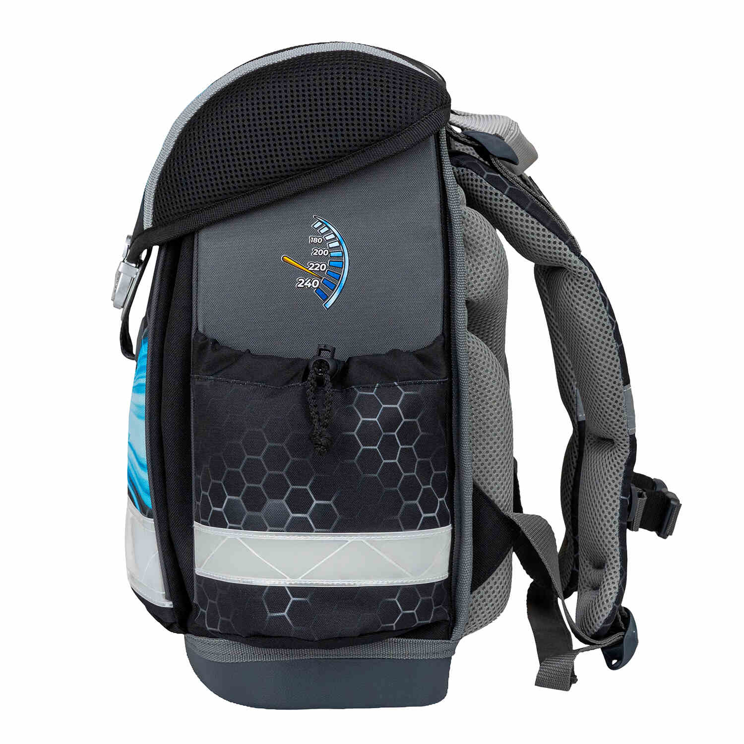 The Ergonomic School Bag Set for Boys – Belmil Classy Race it (5 pcs) includes a waterproof rain cover for protection during wet weather.