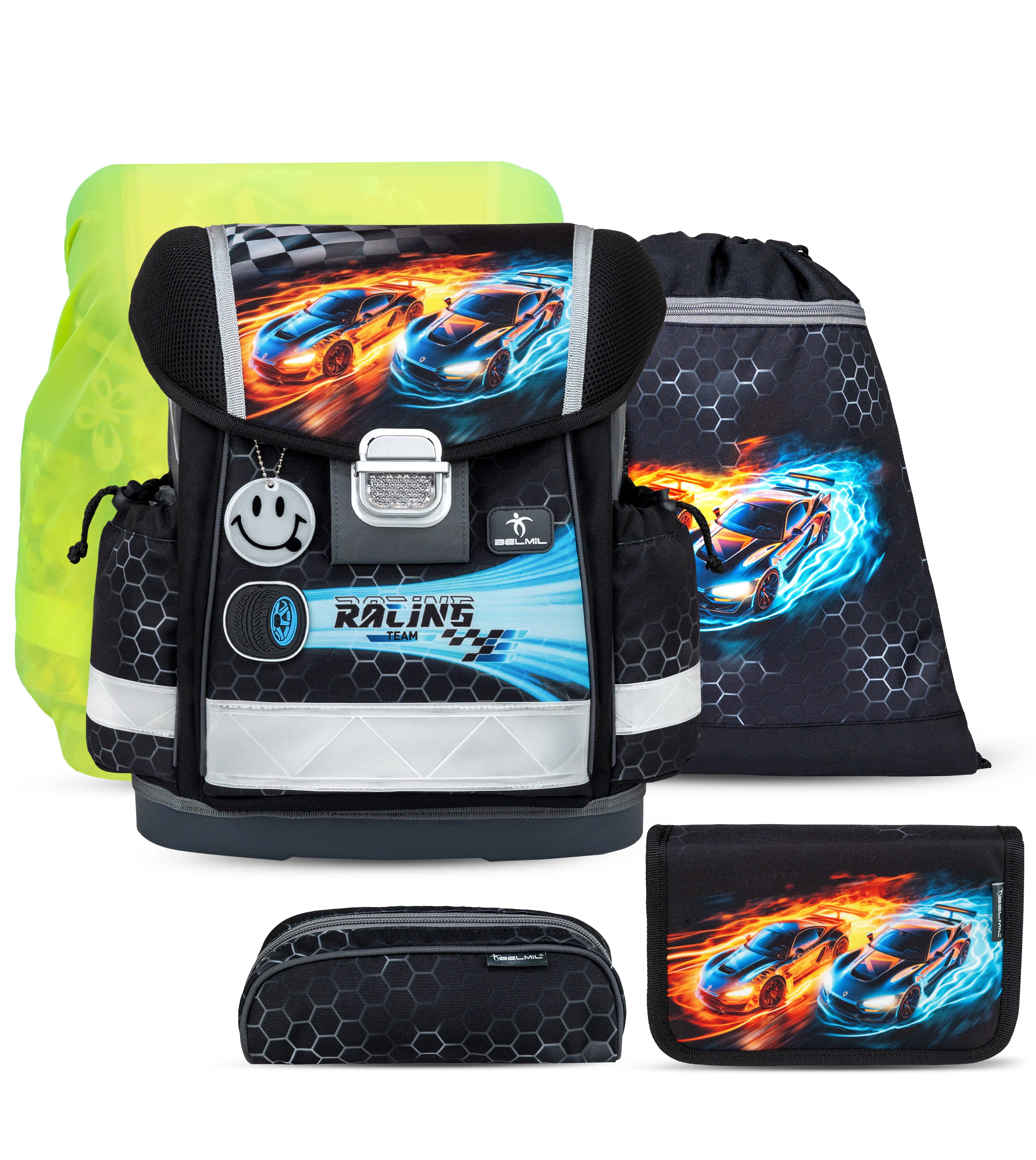 Classy Race it schoolbag set with raincover 5 pcs