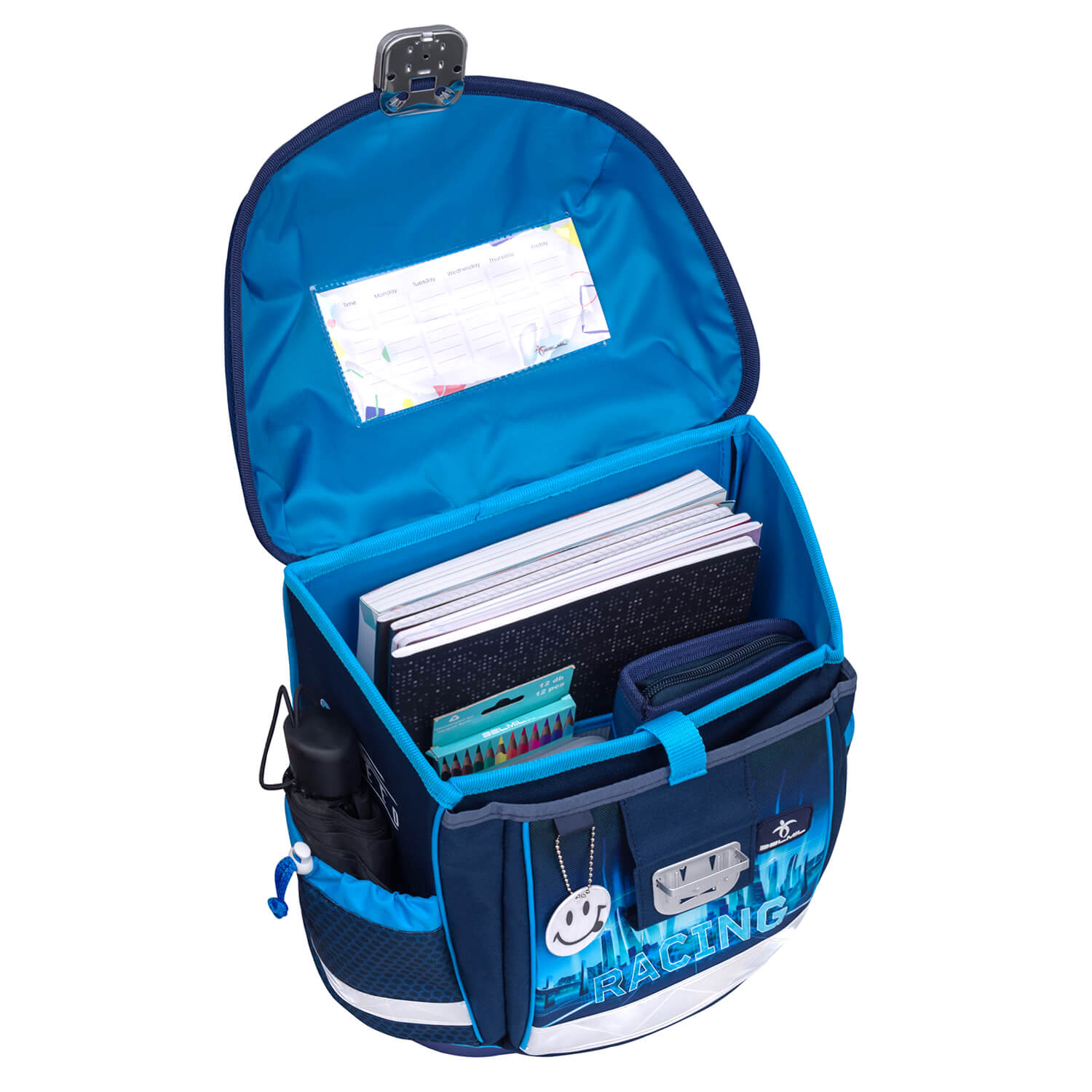 Classy Racing Blue Neon schoolbag set 5 pcs