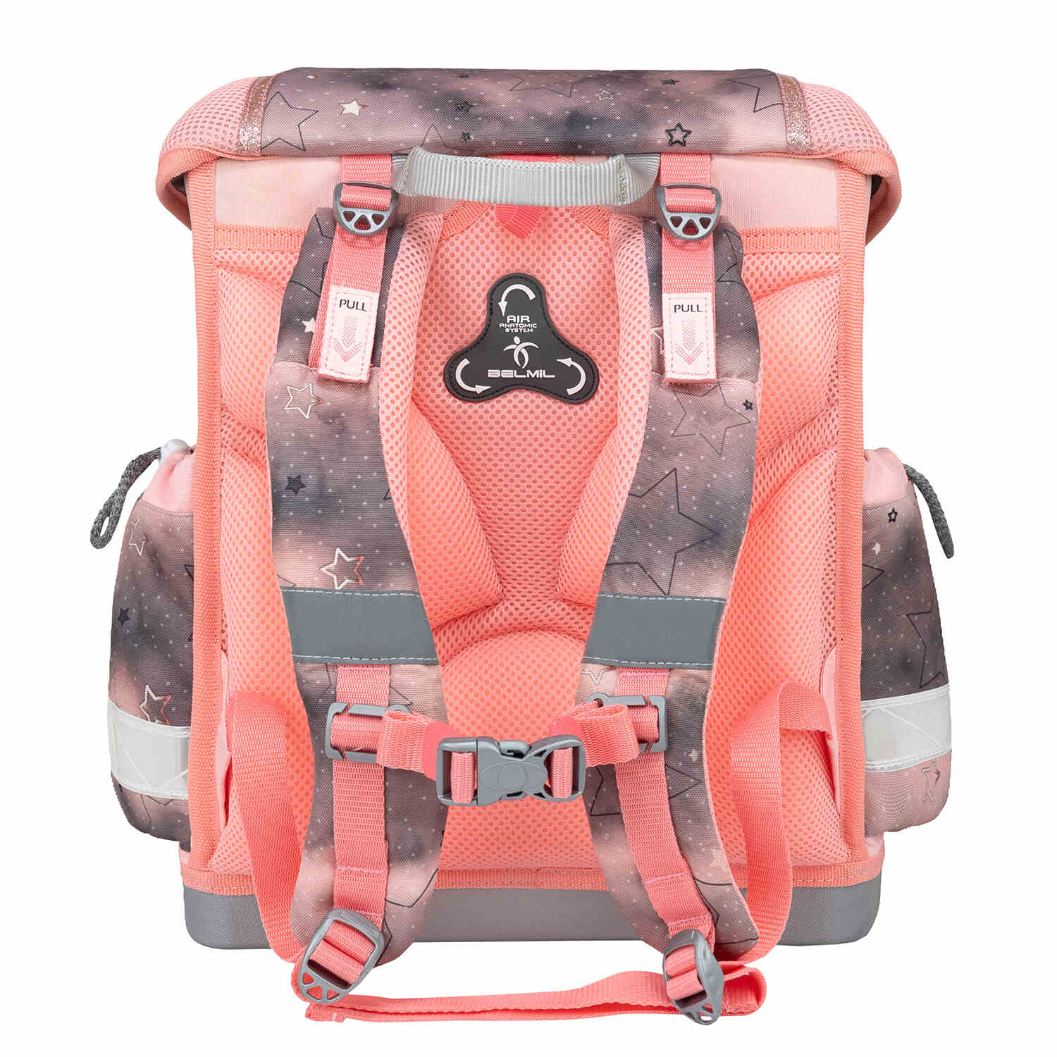 The Ergonomic School Bag Set for Girls – Belmil Classy Rose Ballet (5 pcs) with safe metal buckle and reflective elements for visibility.