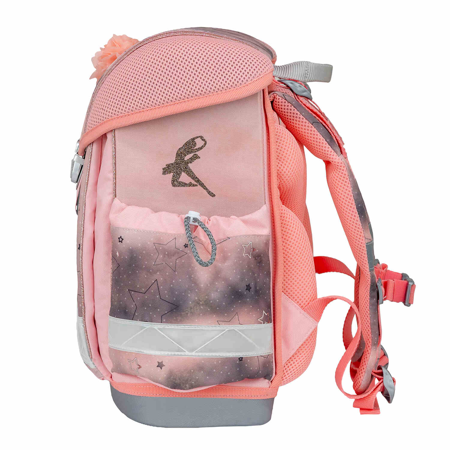 The Ergonomic School Bag Set for Girls – Belmil Classy Rose Ballet (5 pcs) displaying the spacious interior with multiple organized compartments.