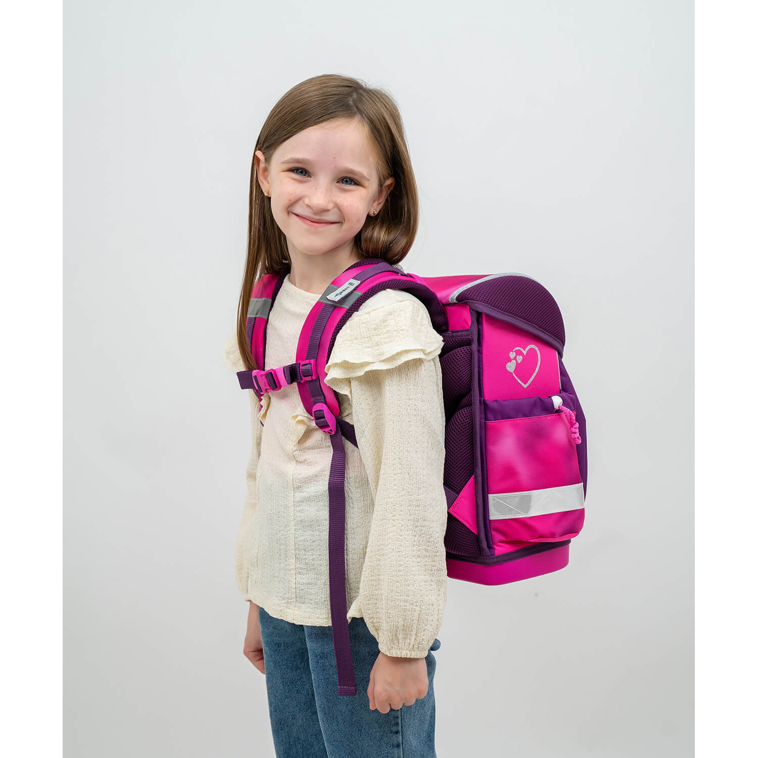 Classy Shiny Pink schoolbag set 4 pcs