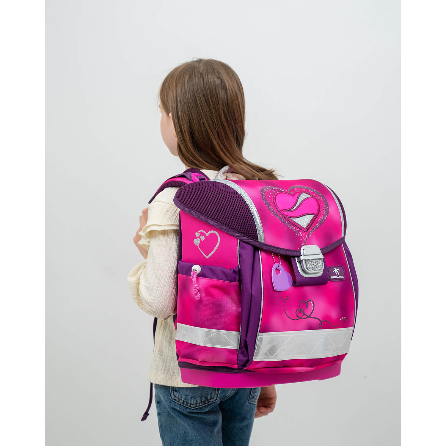 Classy Shiny Pink schoolbag set 4 pcs