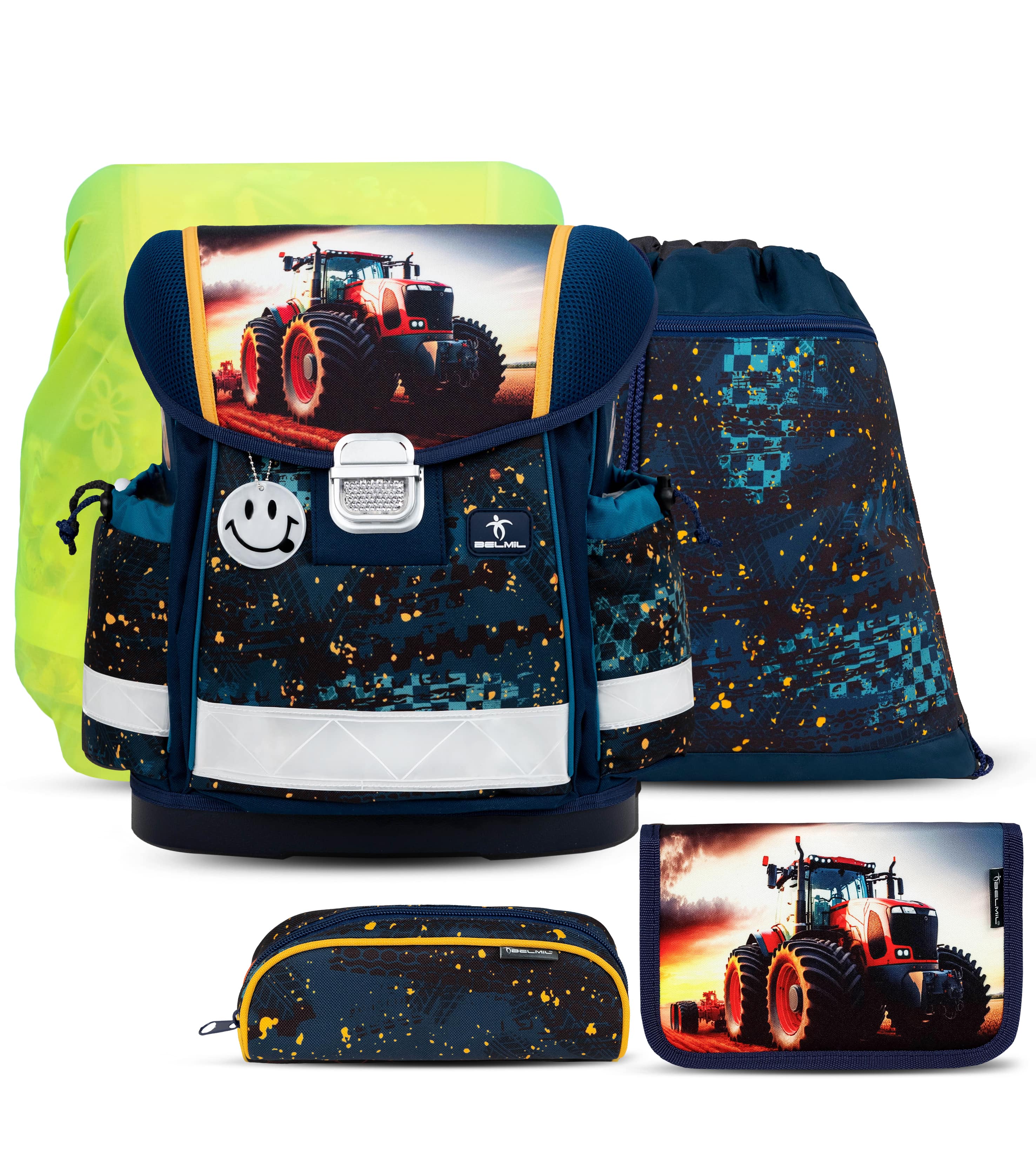 Classy Tractron schoolbag set with raincover 5 pcs