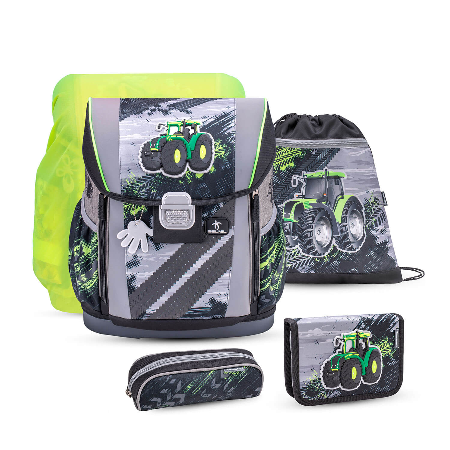 Customize Me Green Tractor schoolbag set 5 pcs
