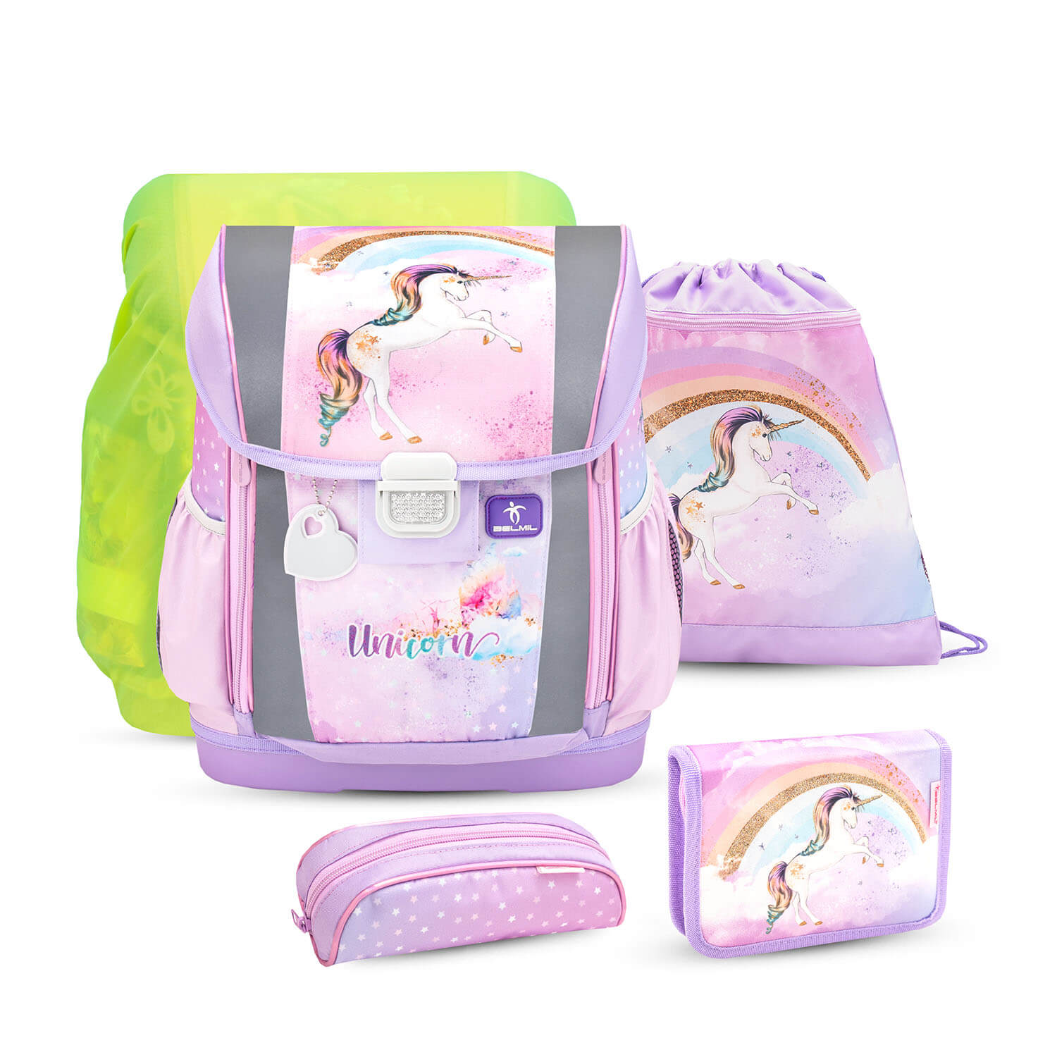Customize Me Rainbow Unicorn schoolbag set 5 pcs