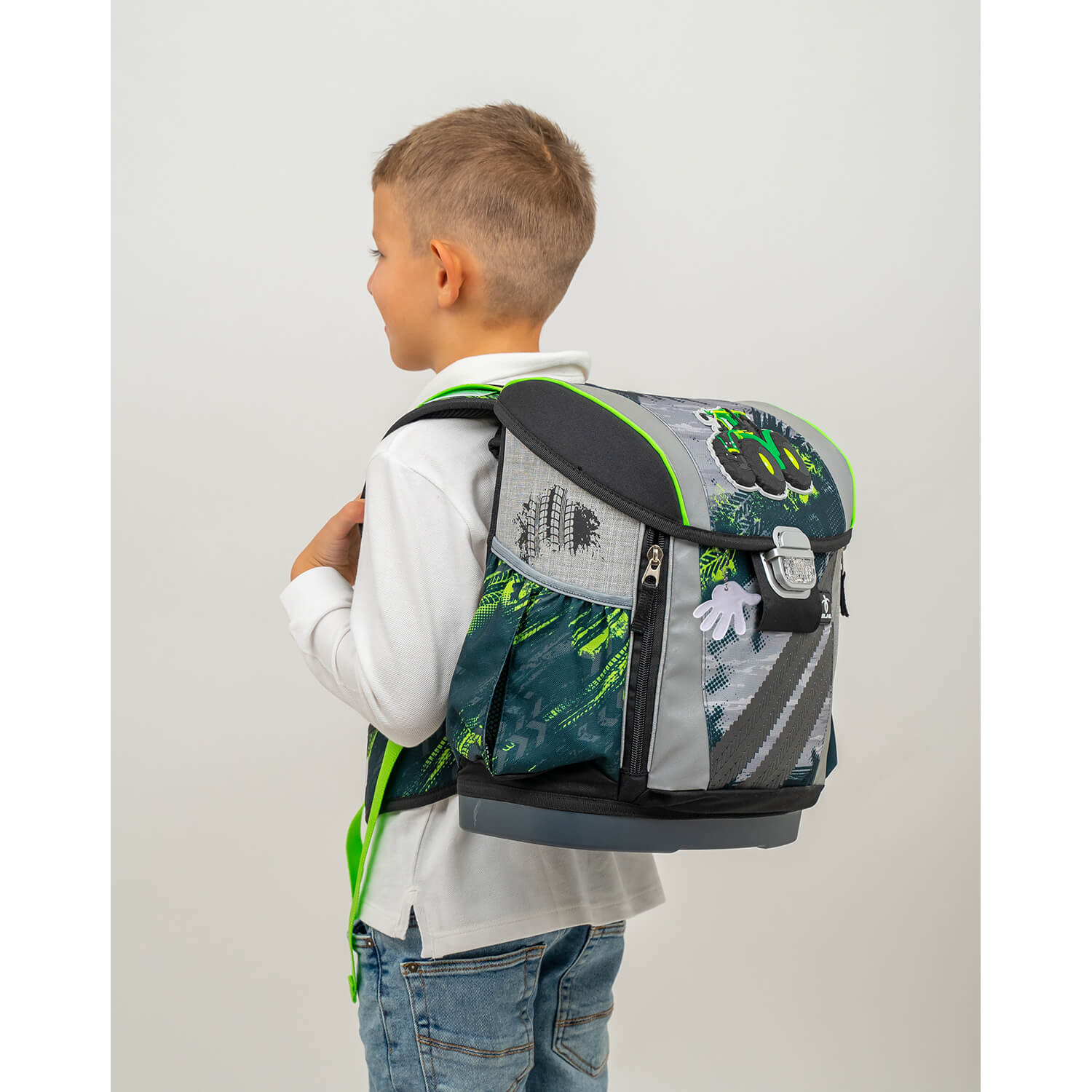 Customize Me Green Tractor schoolbag set 4 pcs