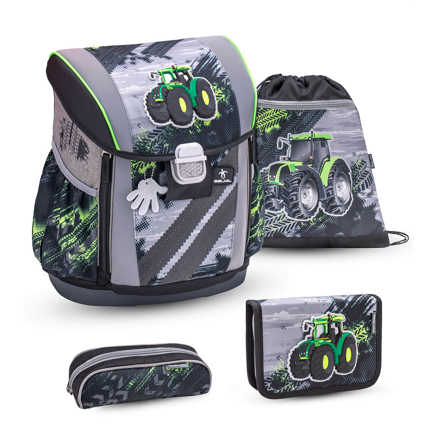 Customize Me Green Tractor schoolbag set 4 pcs