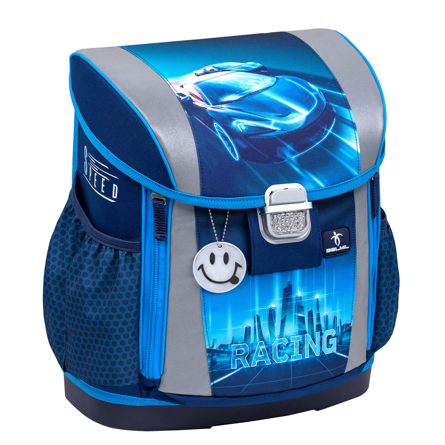 Customize Me Racing Blue Neon Schulranzen Set 4 tlg.