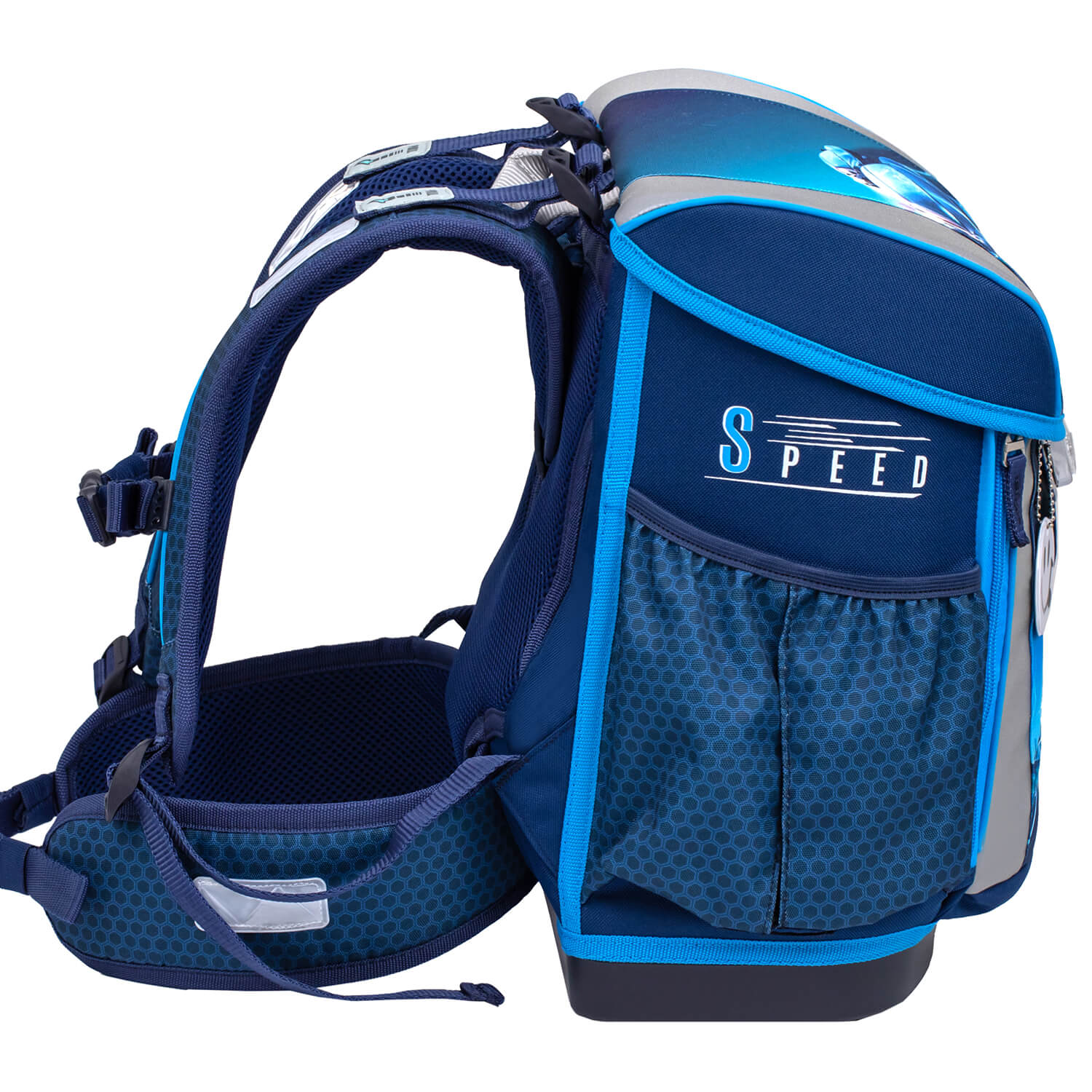 Customize Me Racing Blue Neon Schulranzen Set 4 tlg.