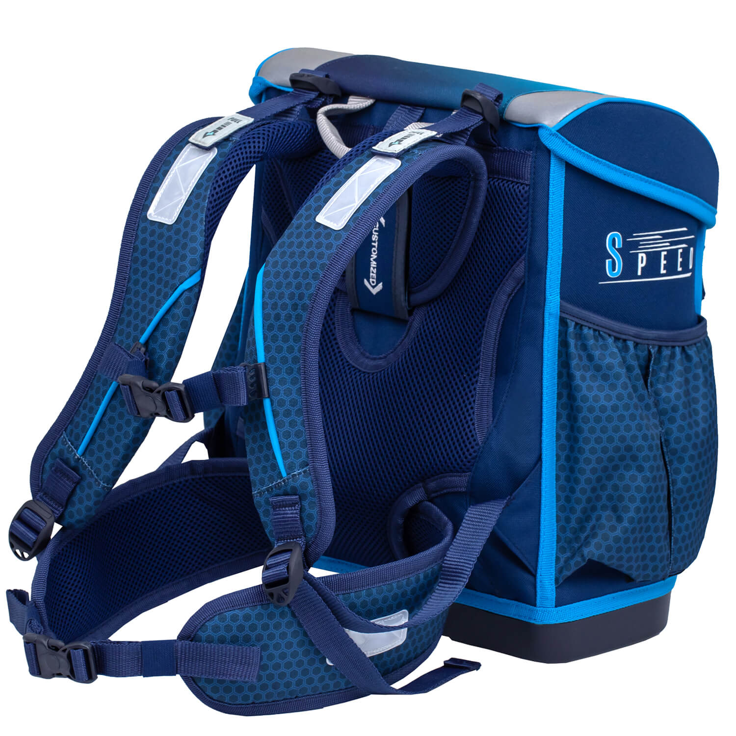 Customize Me Racing Blue Neon Schulranzen Set 4 tlg.