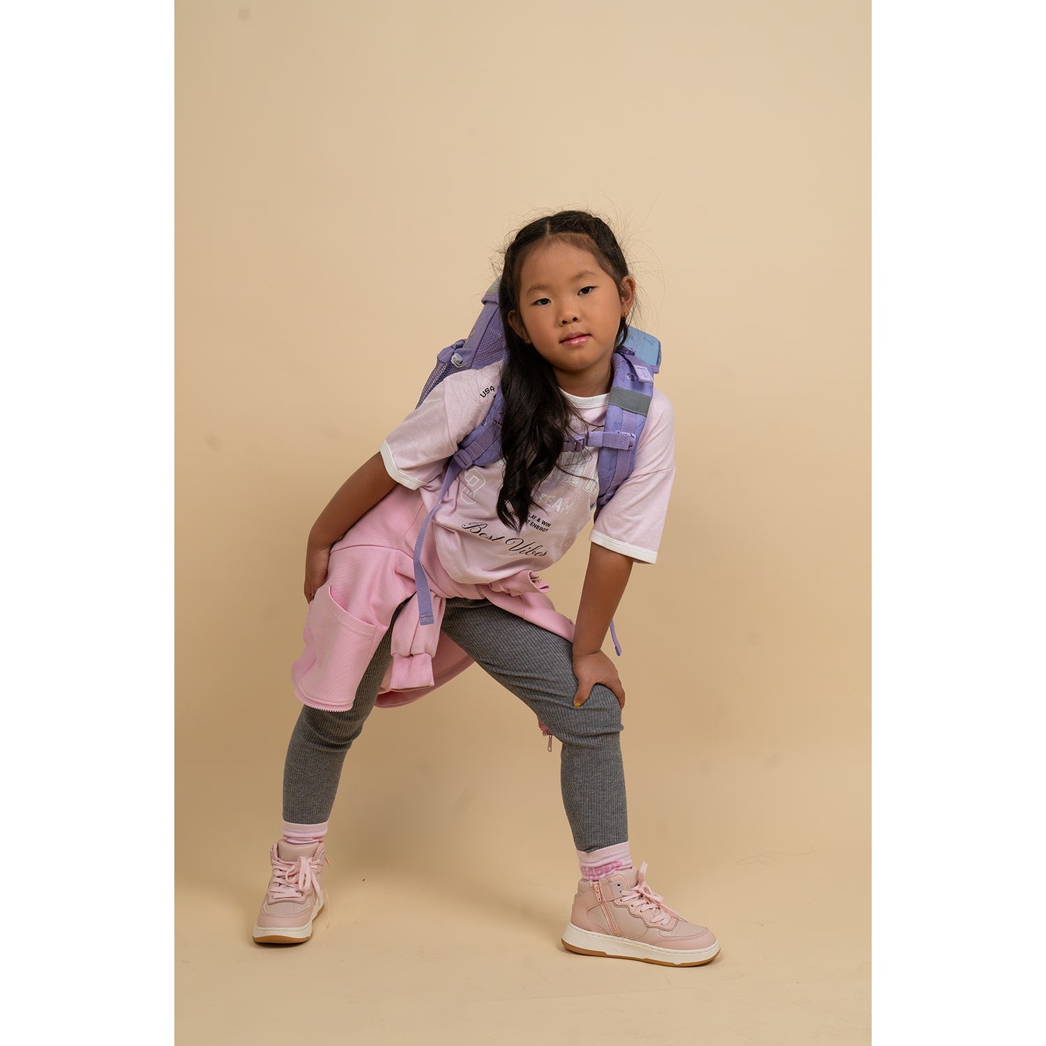 Backpack of the Ergonomic School Bag Set for Girls – Belmil Mini-Fit Purple Blue Butterfly (4 pcs) displaying adjustable straps and ergonomic shape.